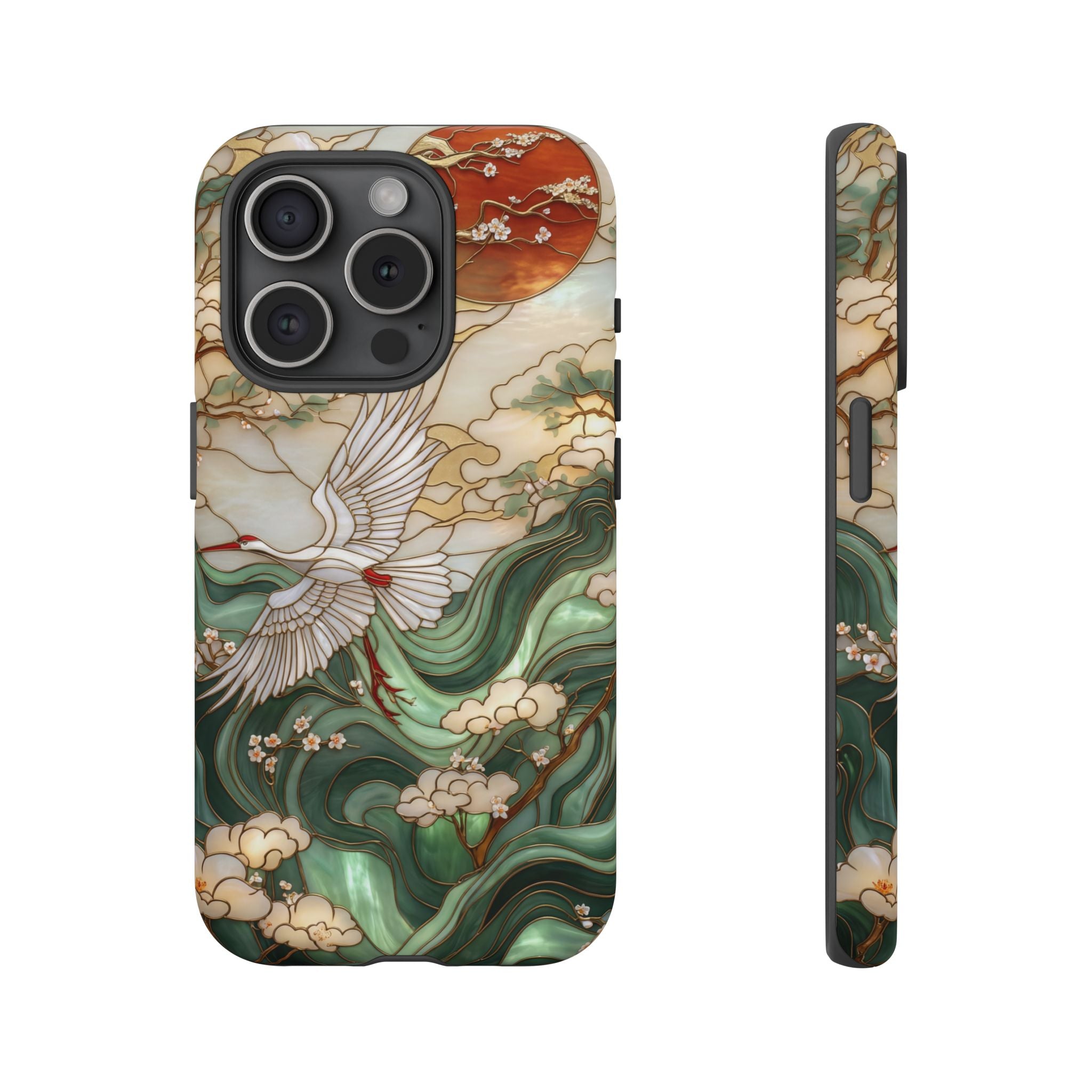 Cranes & Waves Protective iPhone Case | Japanese-Inspired Art Phone Cover