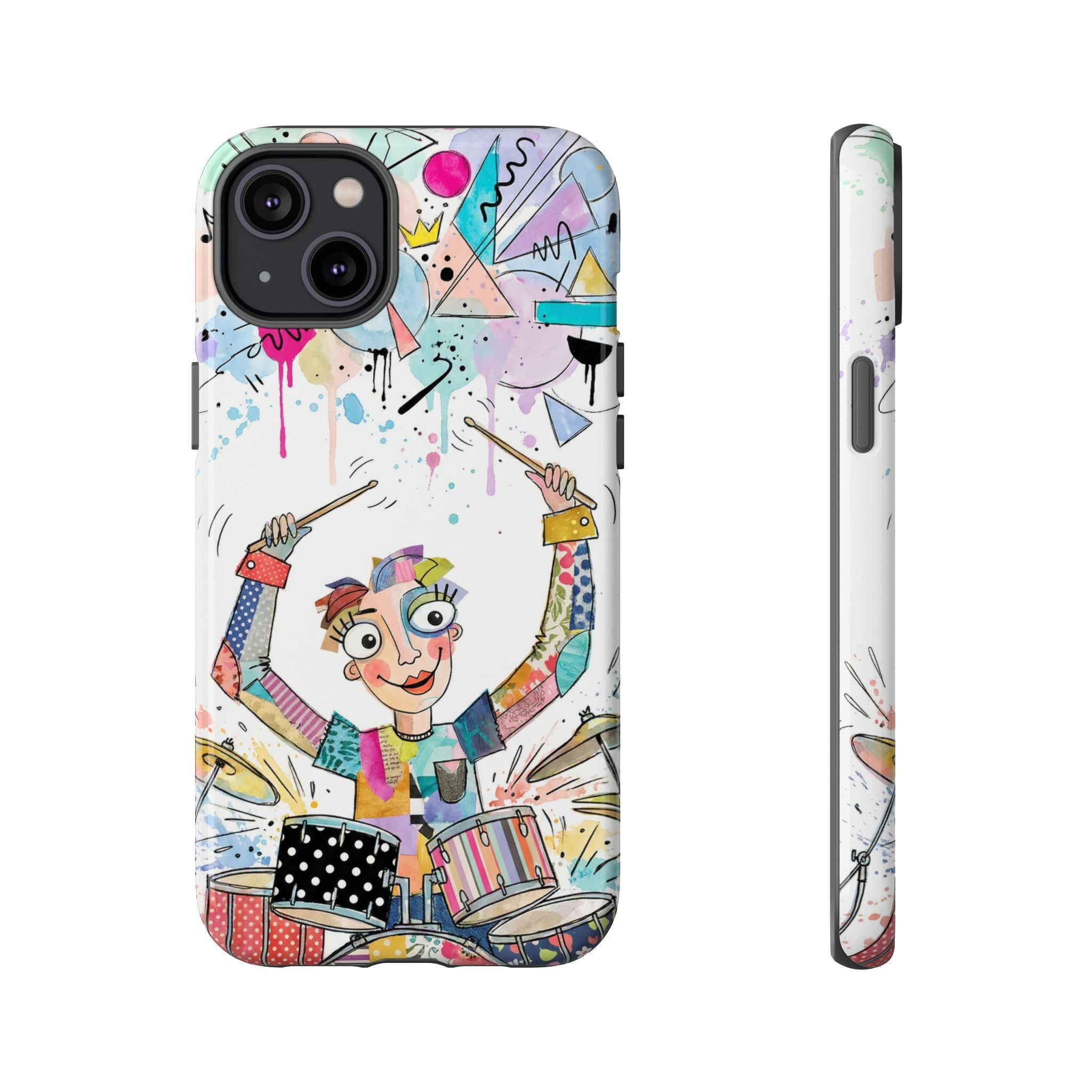 Drummer Boy iPhone Case | Colorful Cartoon Drum Kit Protective Cover