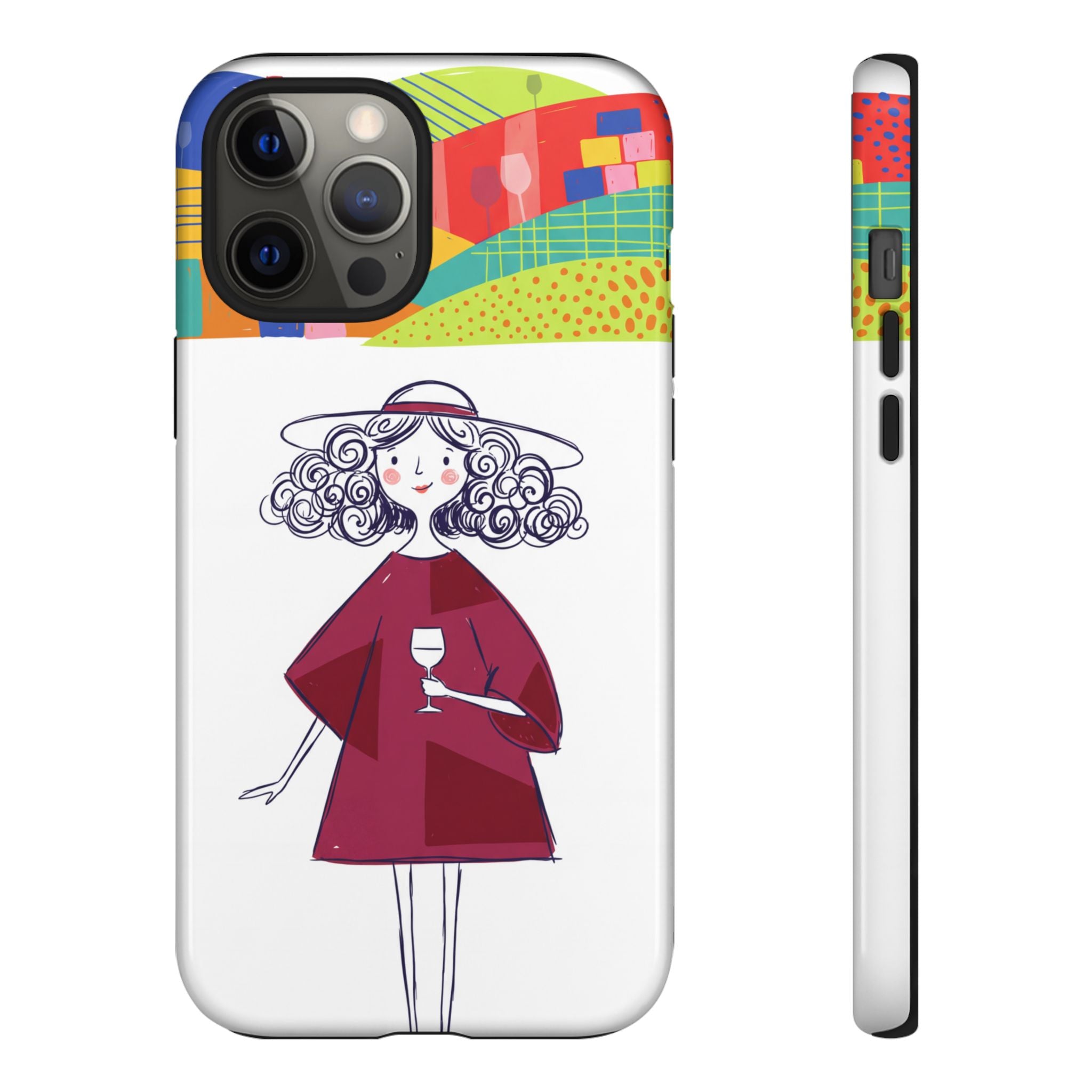 Colourful Artistic Wine Lady iPhone Case