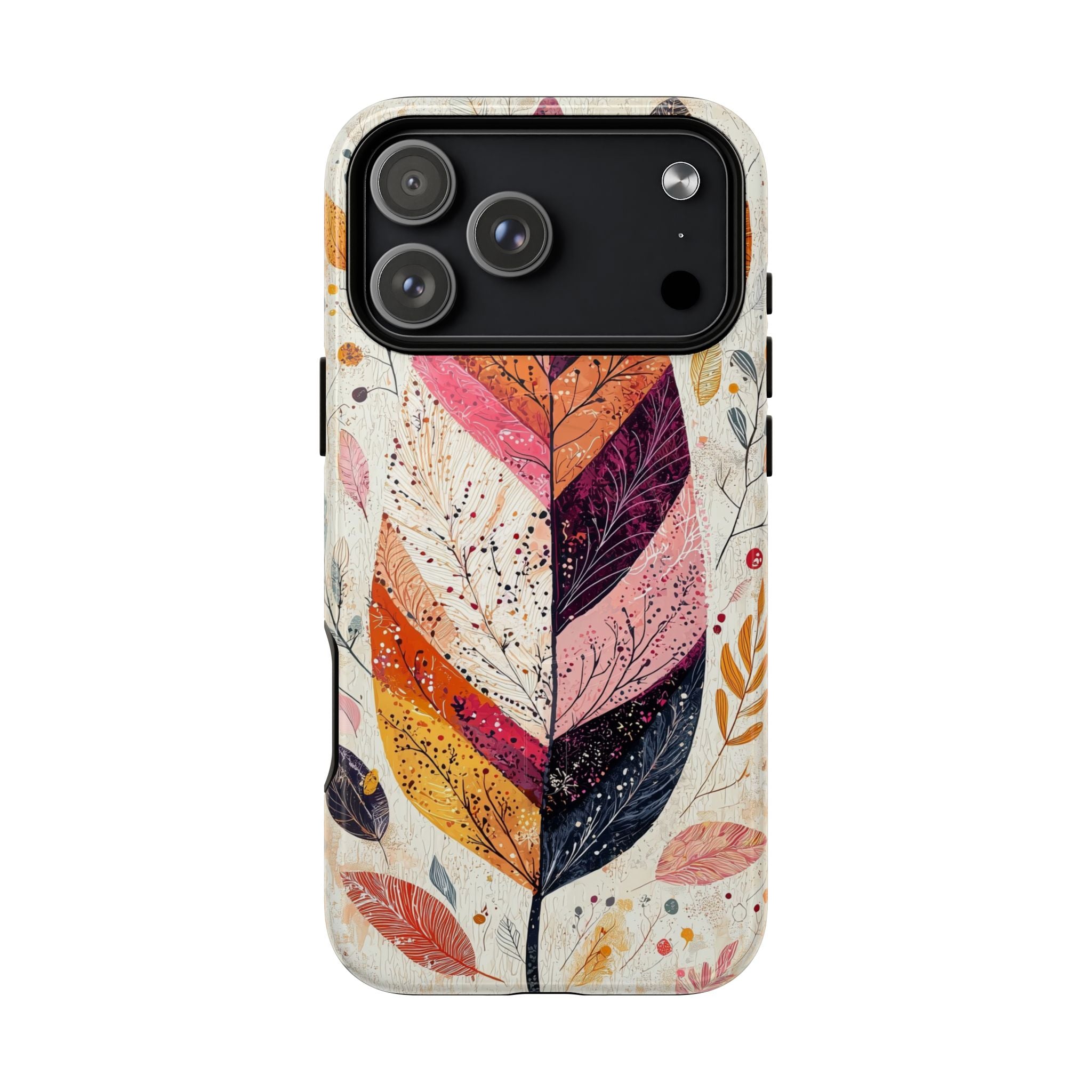 Custodia MagSafe resistente per iPhone Autumn Leaf | Design autunnale con piume ad acquerello