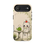 Cute Cat Tea Time MagSafe iPhone Case | Kawaii Kitten with Apple Design