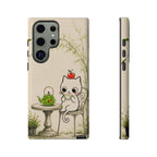 Cute Cat Tea Time Samsung Galaxy Phone Case | Kawaii Kitten with Apple Design