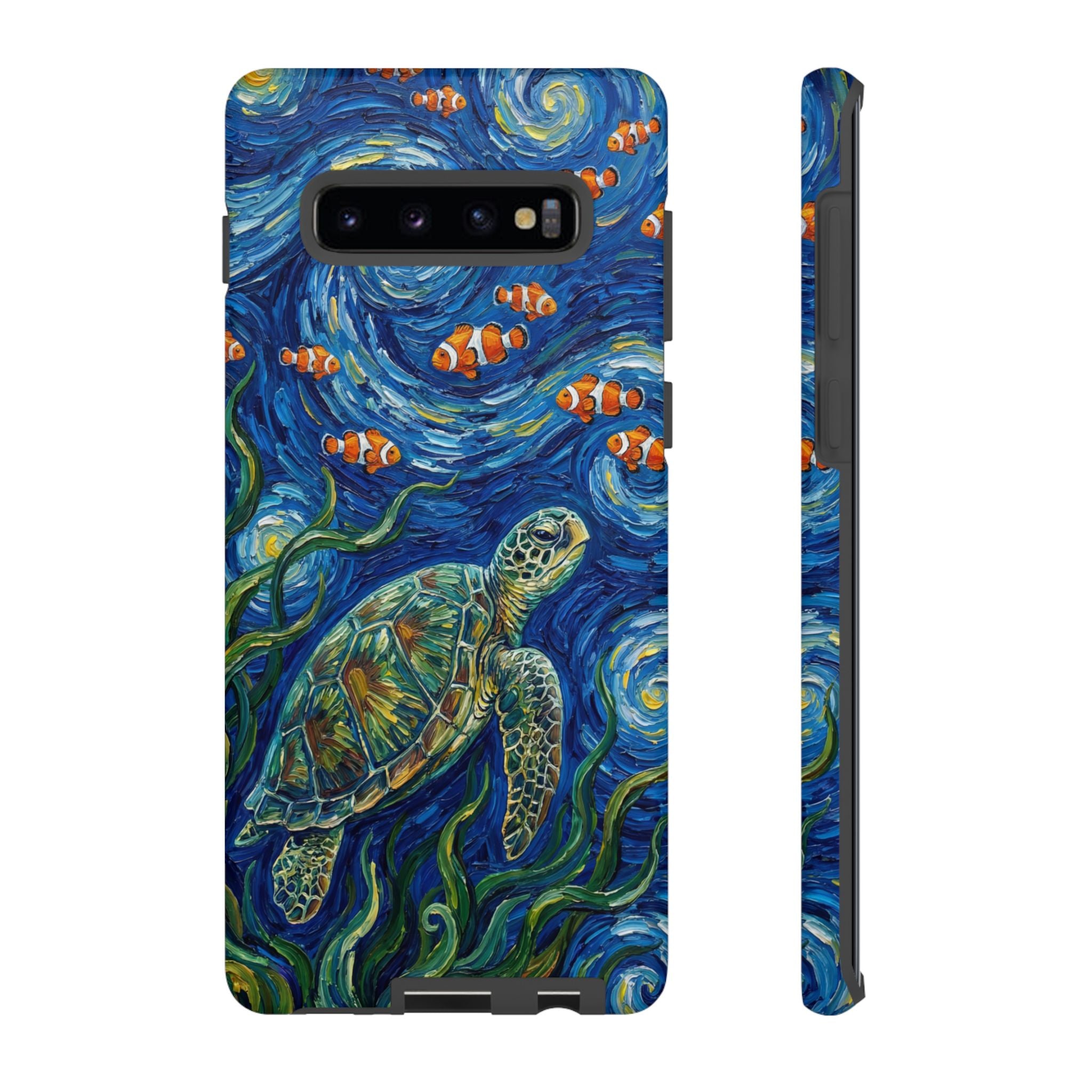 Sea Turtle & Clownfish Tough Samsung Galaxy Case | Van Gogh Style Ocean Art