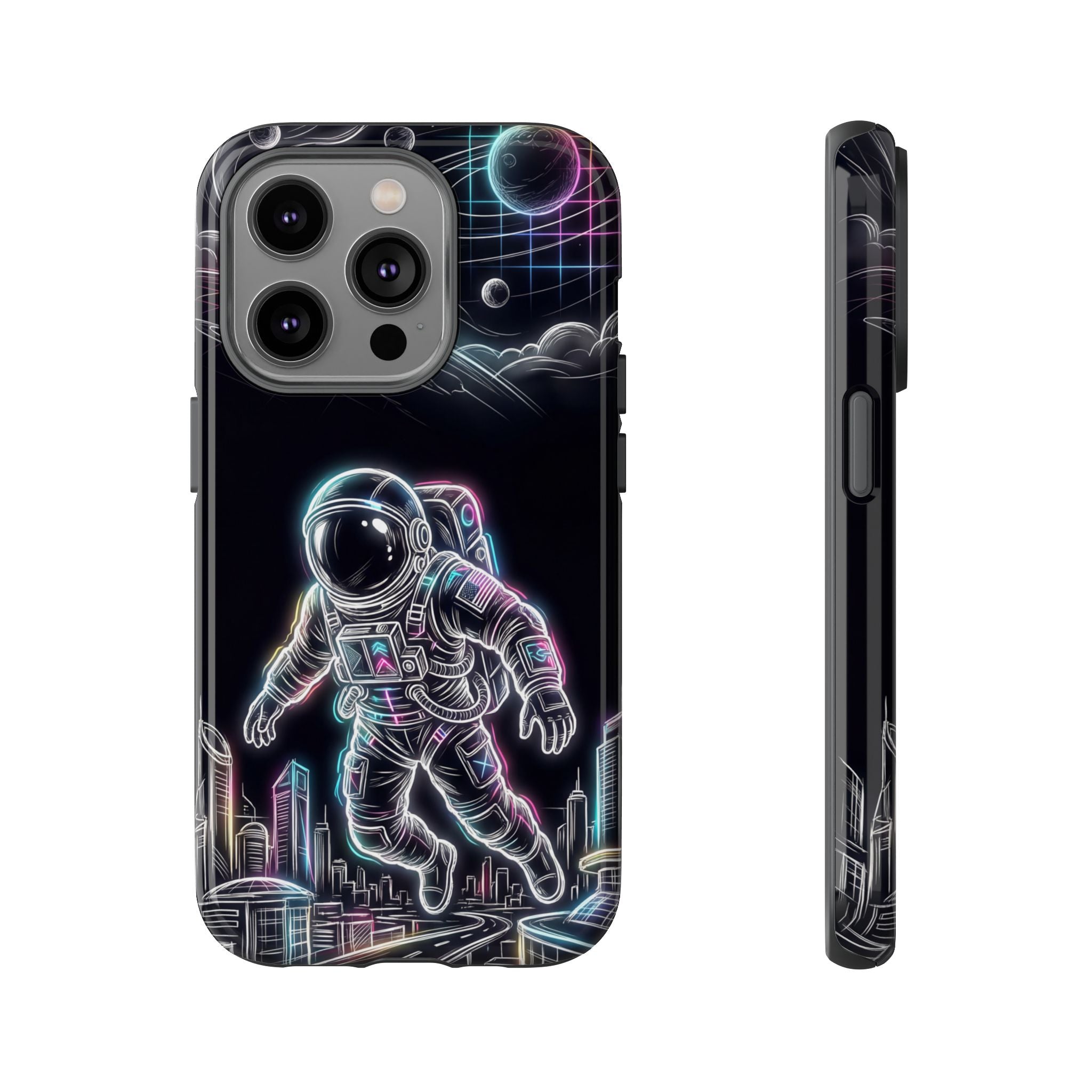 Space Explorer Astronaut Neon iPhone Case