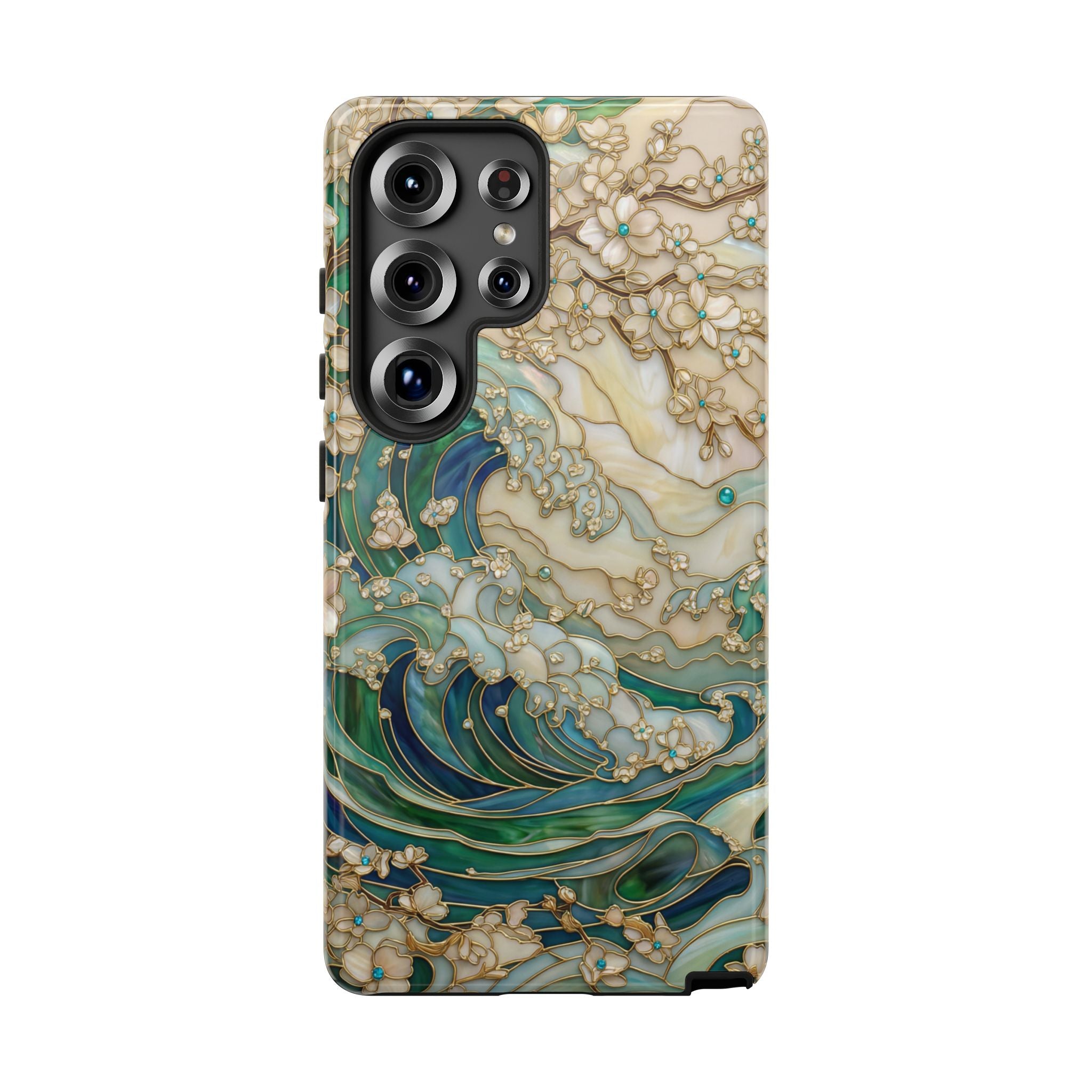 Elegant Ocean Wave Floral Art Samsung Galaxy Case