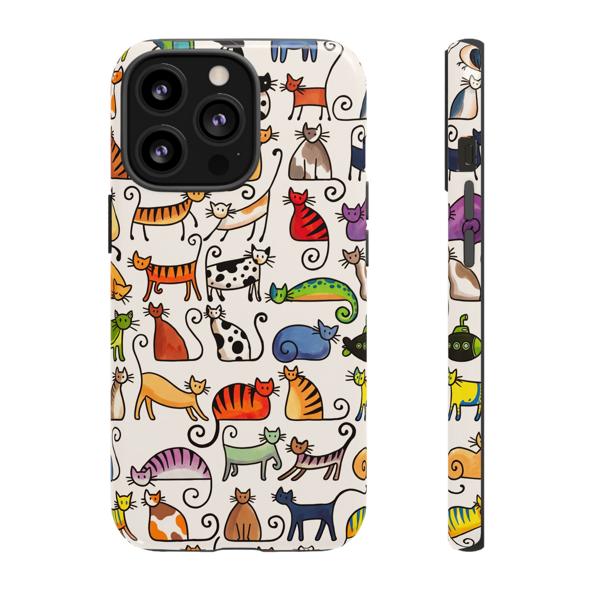 Cat Pattern Tough iPhone Case | Colourful Cartoon Cats