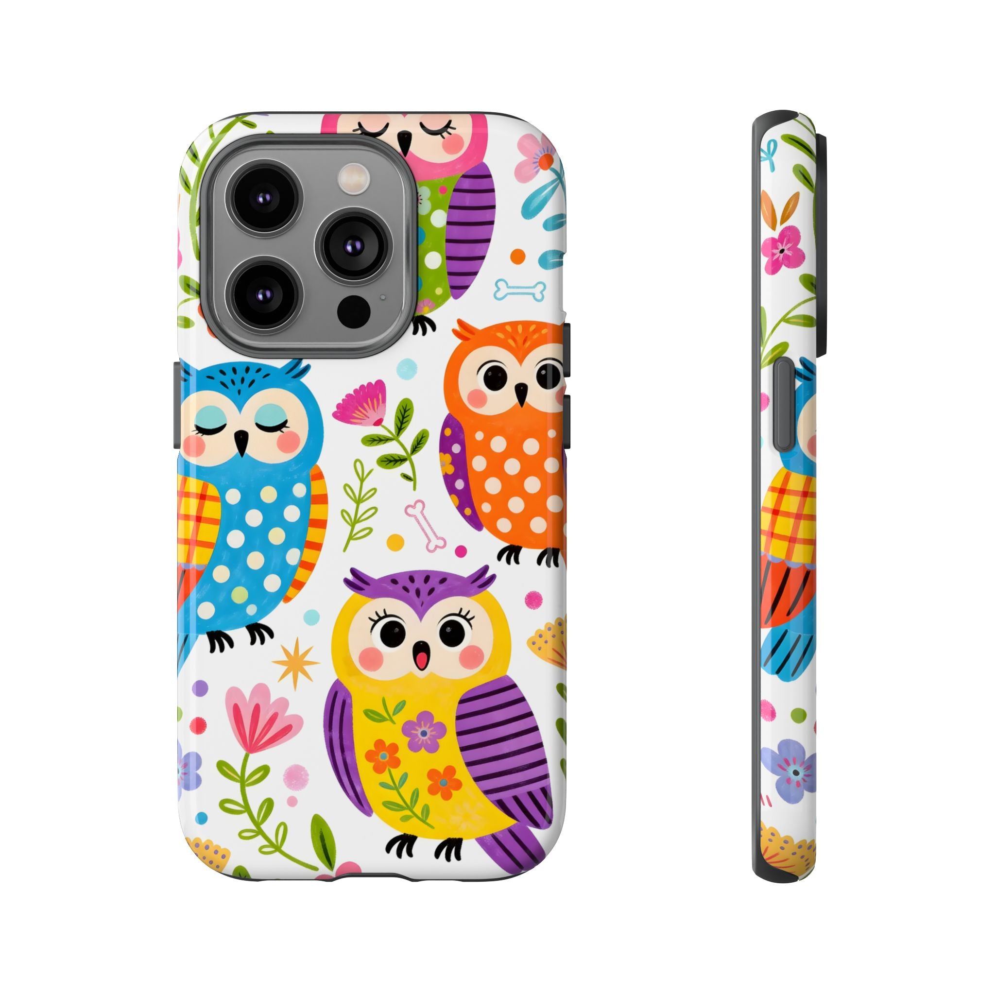 Cute Colorful Owls iPhone Case | Cute Owl Pattern Tough Case