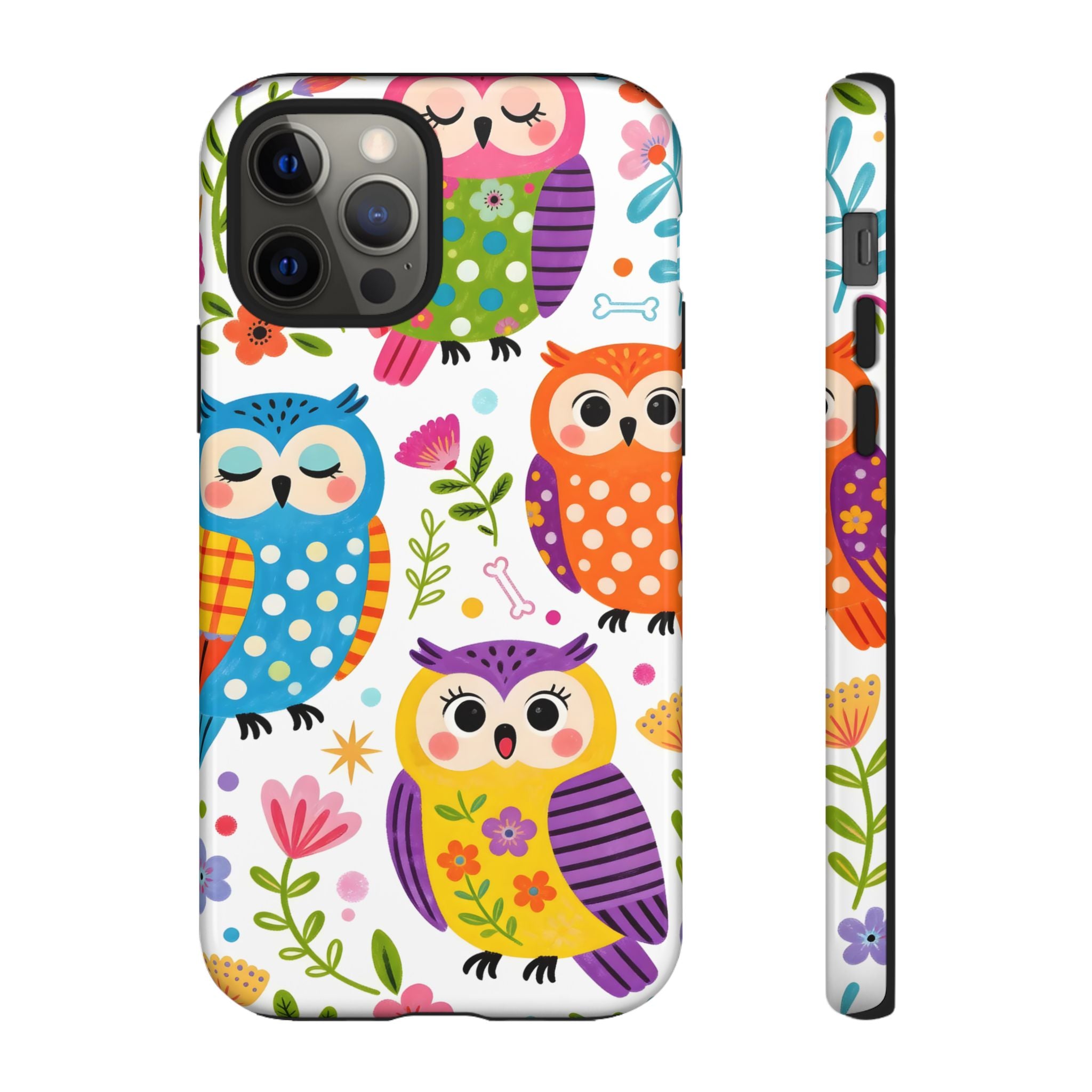 Cute Colorful Owls iPhone Case | Cute Owl Pattern Tough Case