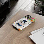 Dog News Floral iPhone Case | Cute Dog on Toilet Pattern, Spring Floral iPhone Cover