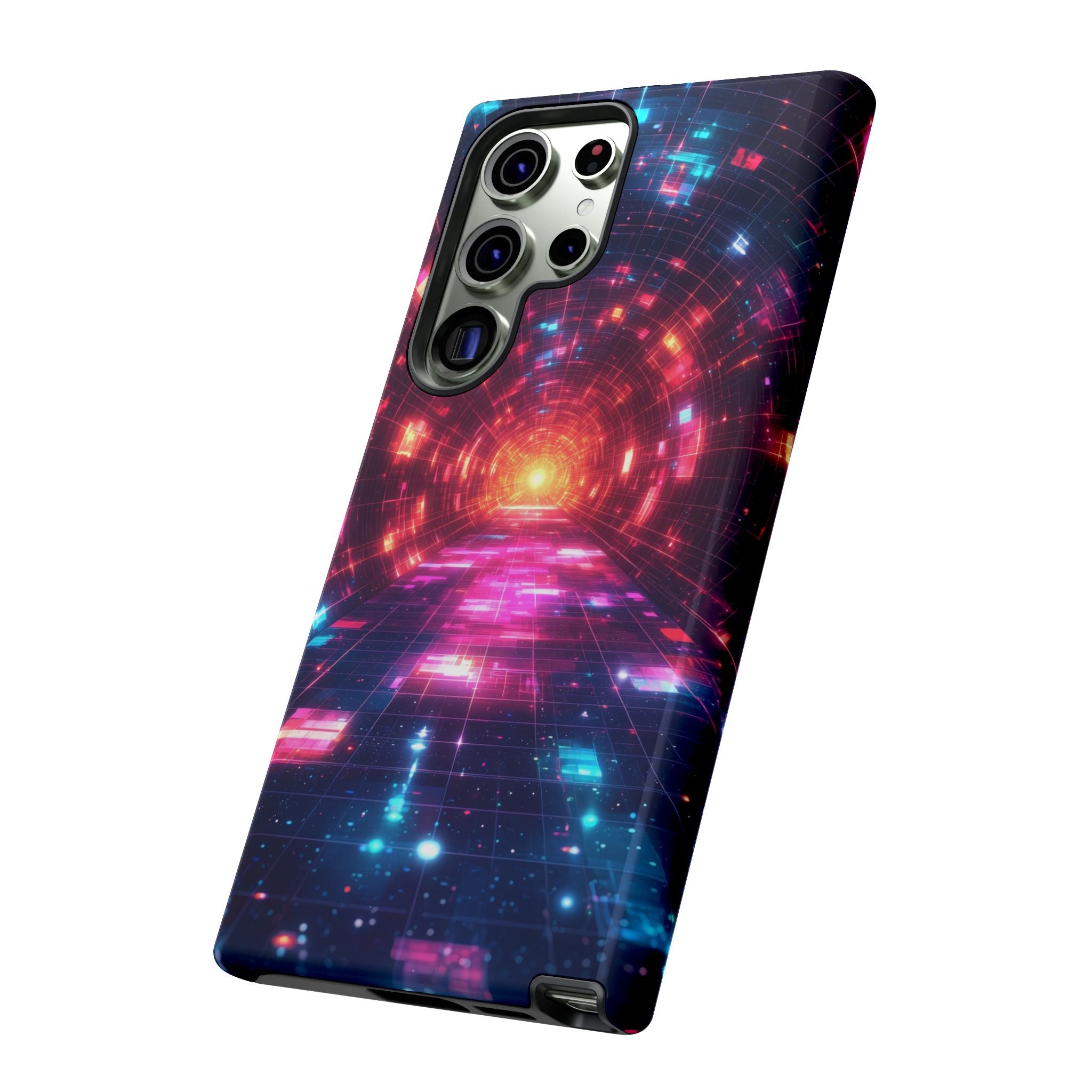 Neon Tunnel Tough Samsung Galaxy Case — Retro Futuristic Galaxy Design