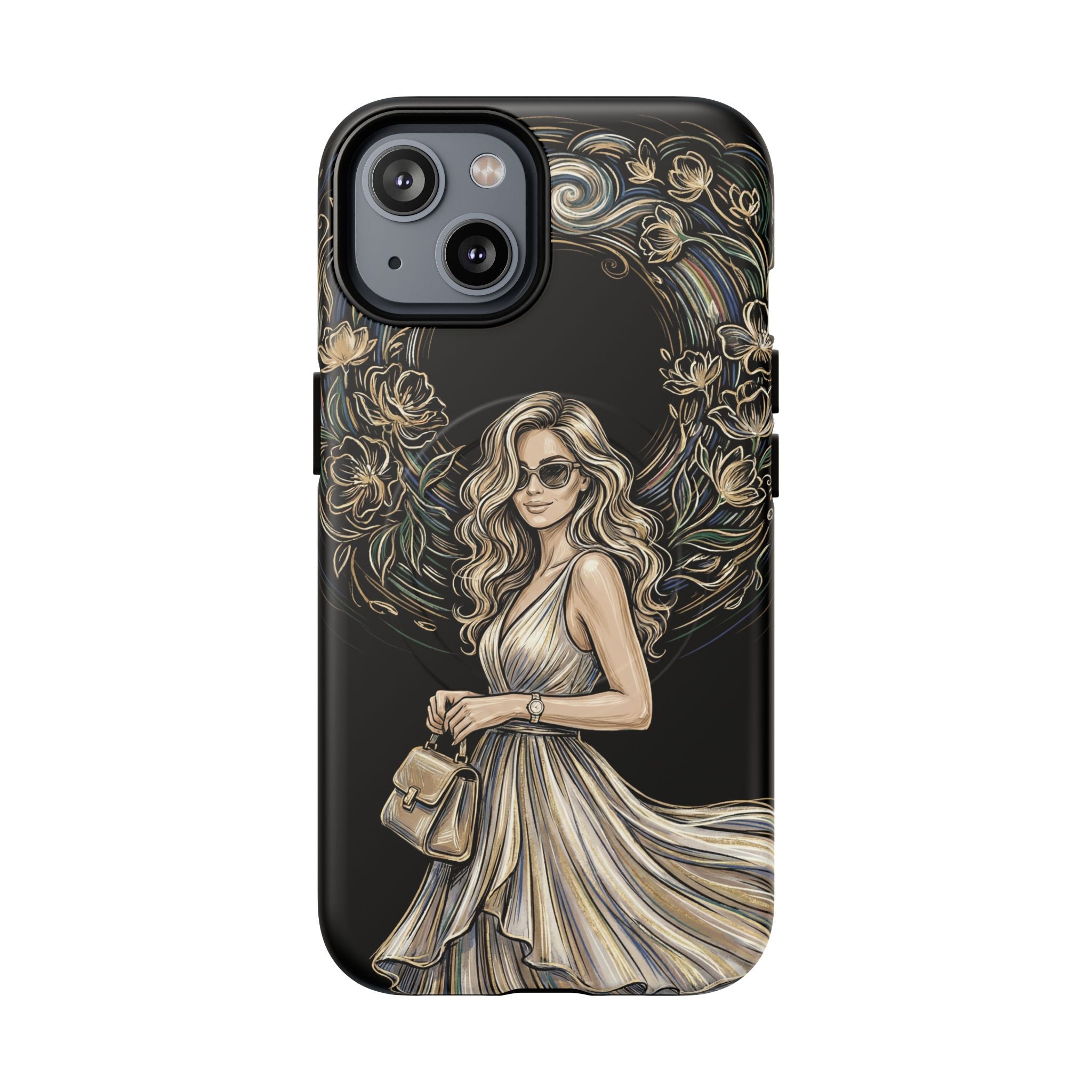 Stylish Woman Floral Wreath Tough MagSafe iPhone Case