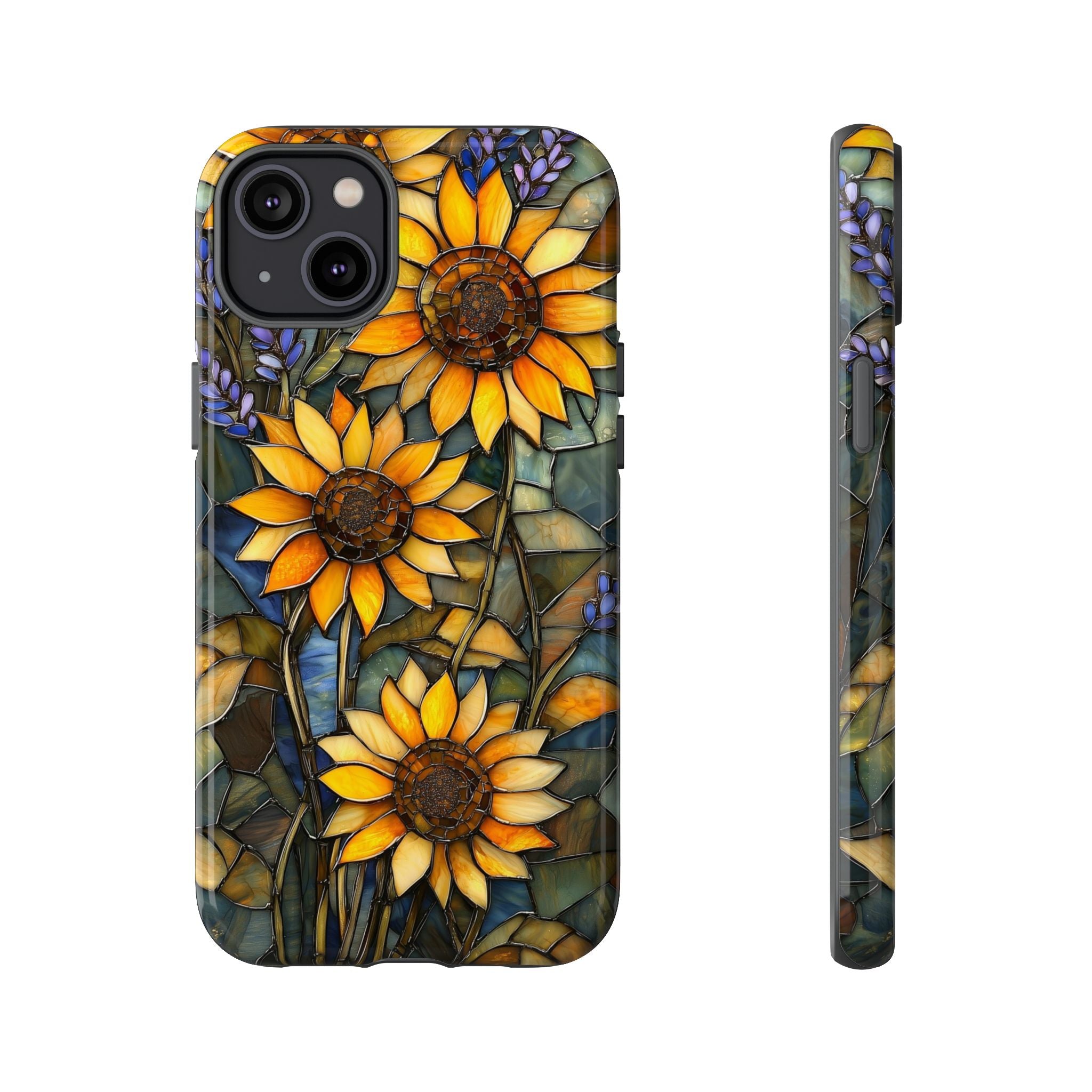 Sunflower Stained Glass Tough iPhone Case | Floral Protective Cover