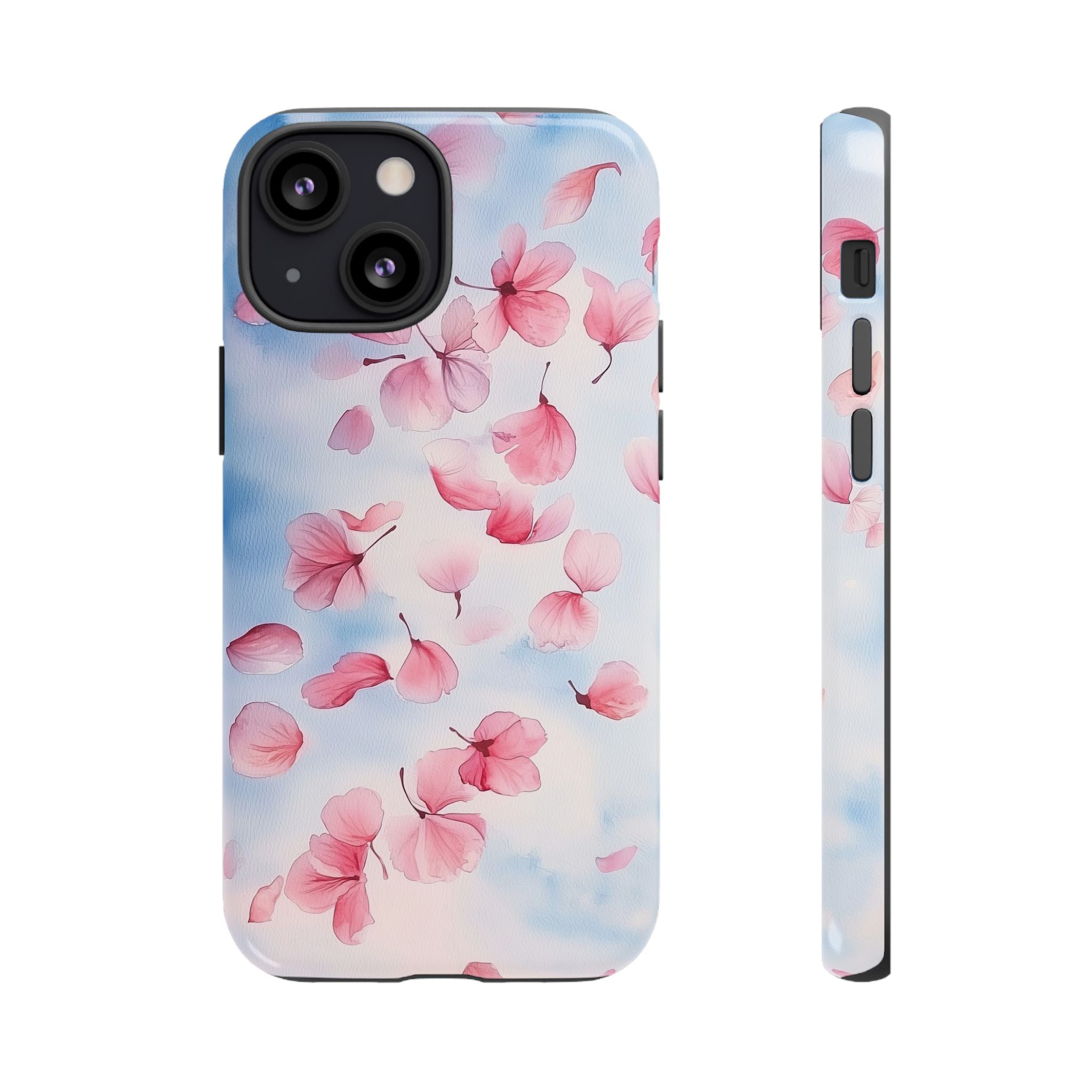 Floral Petal Tough iPhone Case | Pink Falling Blossoms