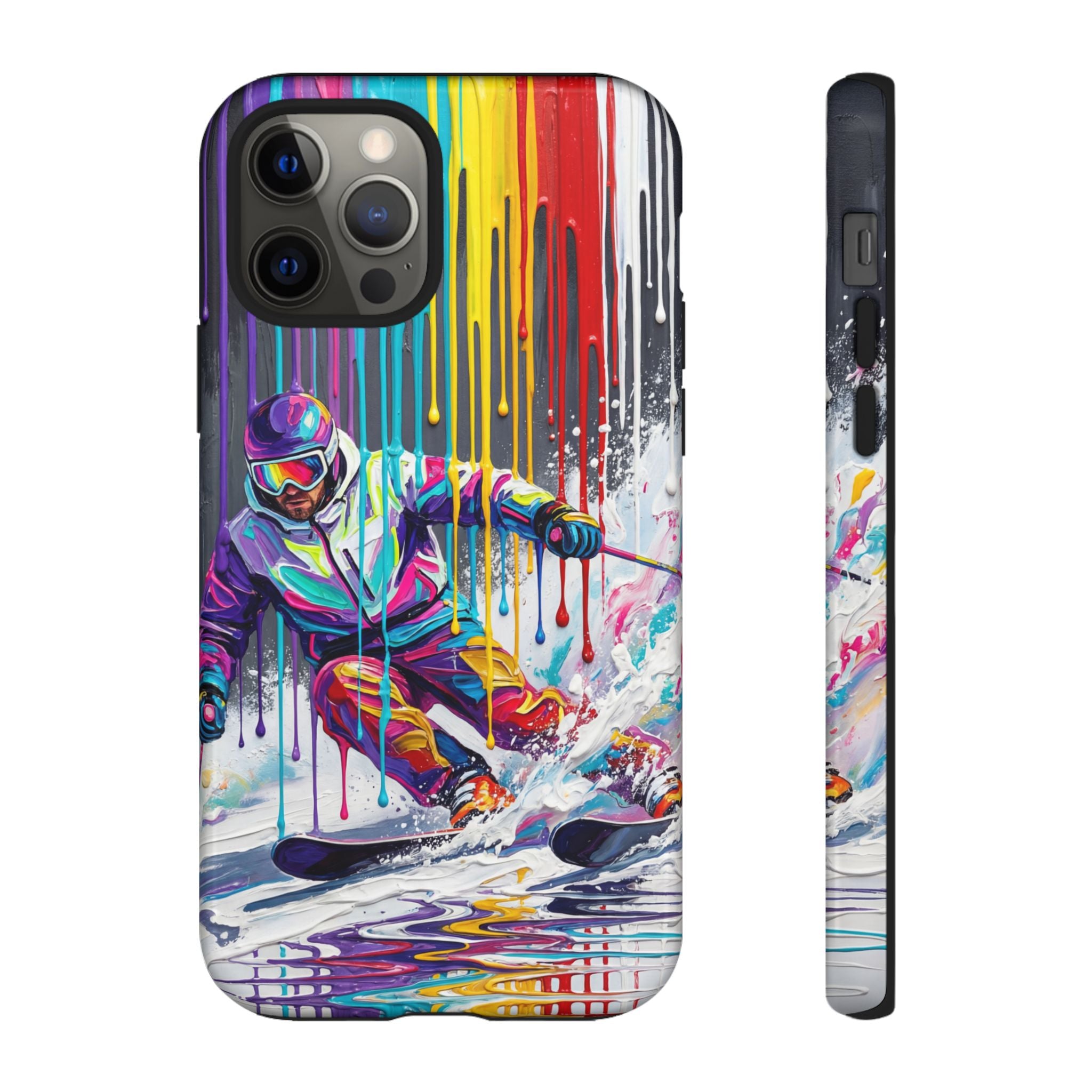 Colourful Skiing Drip Art Tough iPhone Case