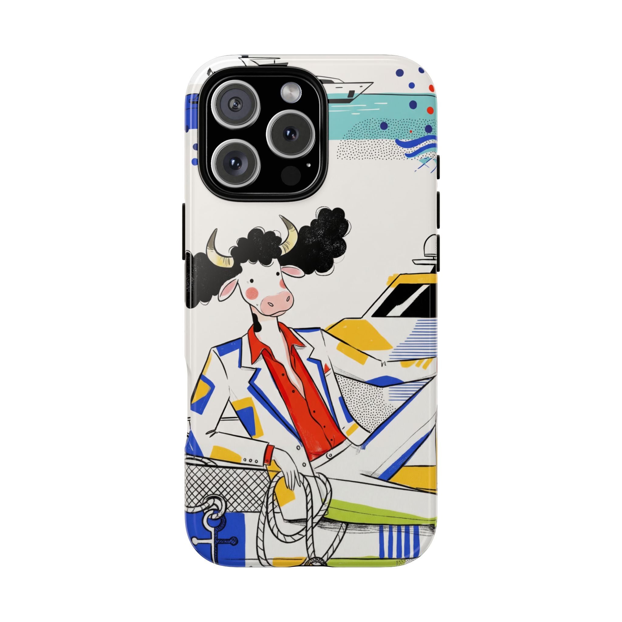 Nautical Cow Graphic Protective iPhone Case