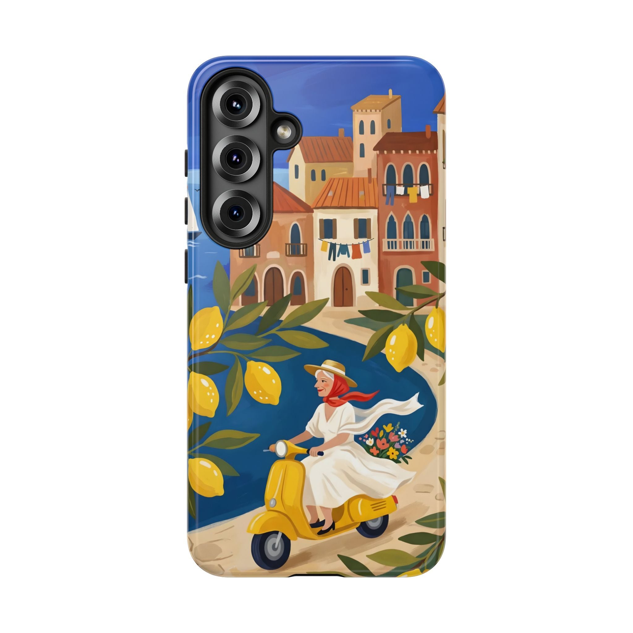 Lemon Coast Scooter Samsung Galaxy Phone Case | Mediterranean Vespa Travel Designn