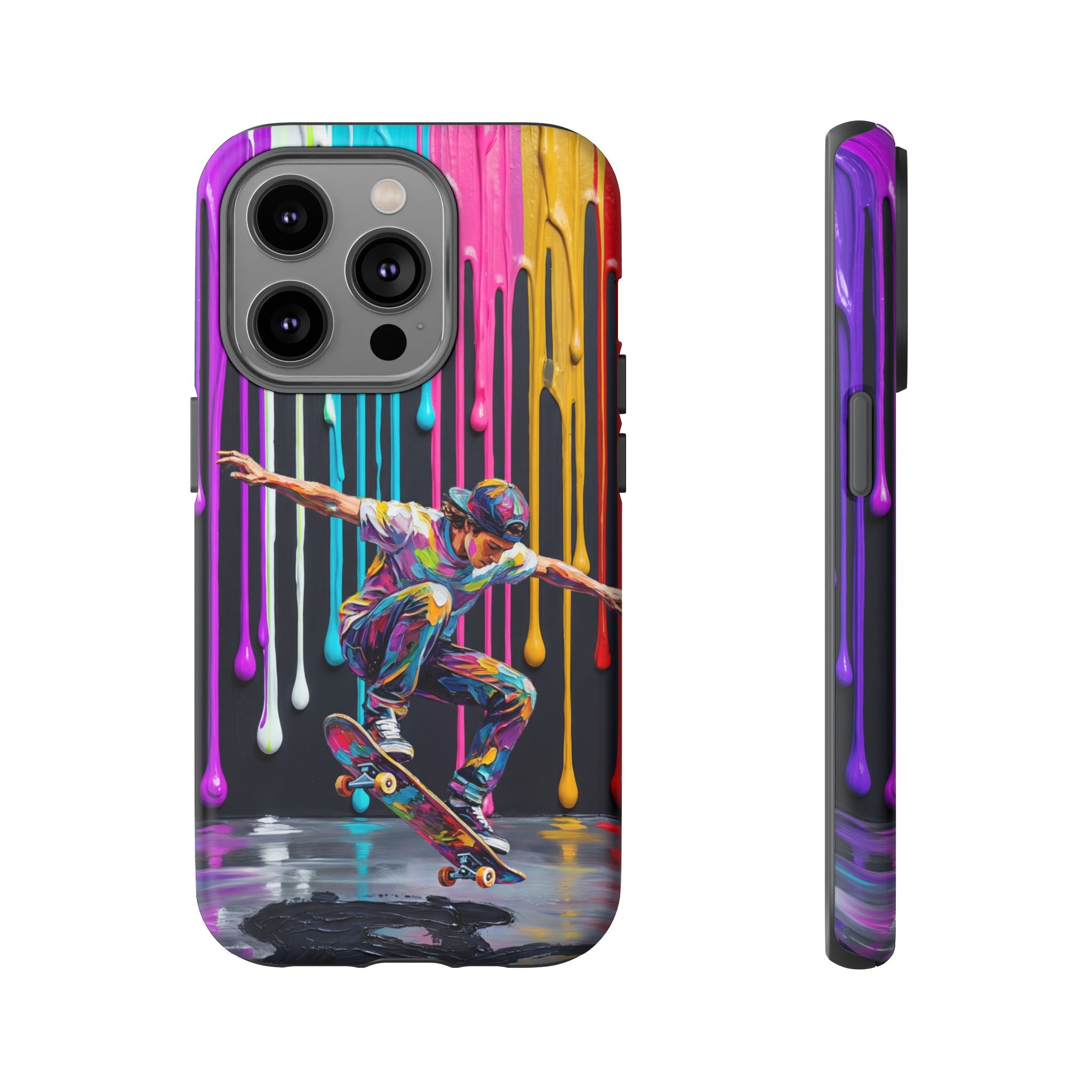 Colourful Drip Art Skateboarder Splash iPhone Case