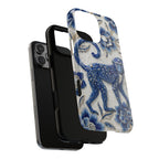Custodia MagSafe per iPhone con Scimmia dello Zodiaco Asiatico | Custodia Protettiva con Arte in Porcellana Blu e Bianca | Regalo Anno della Scimmia