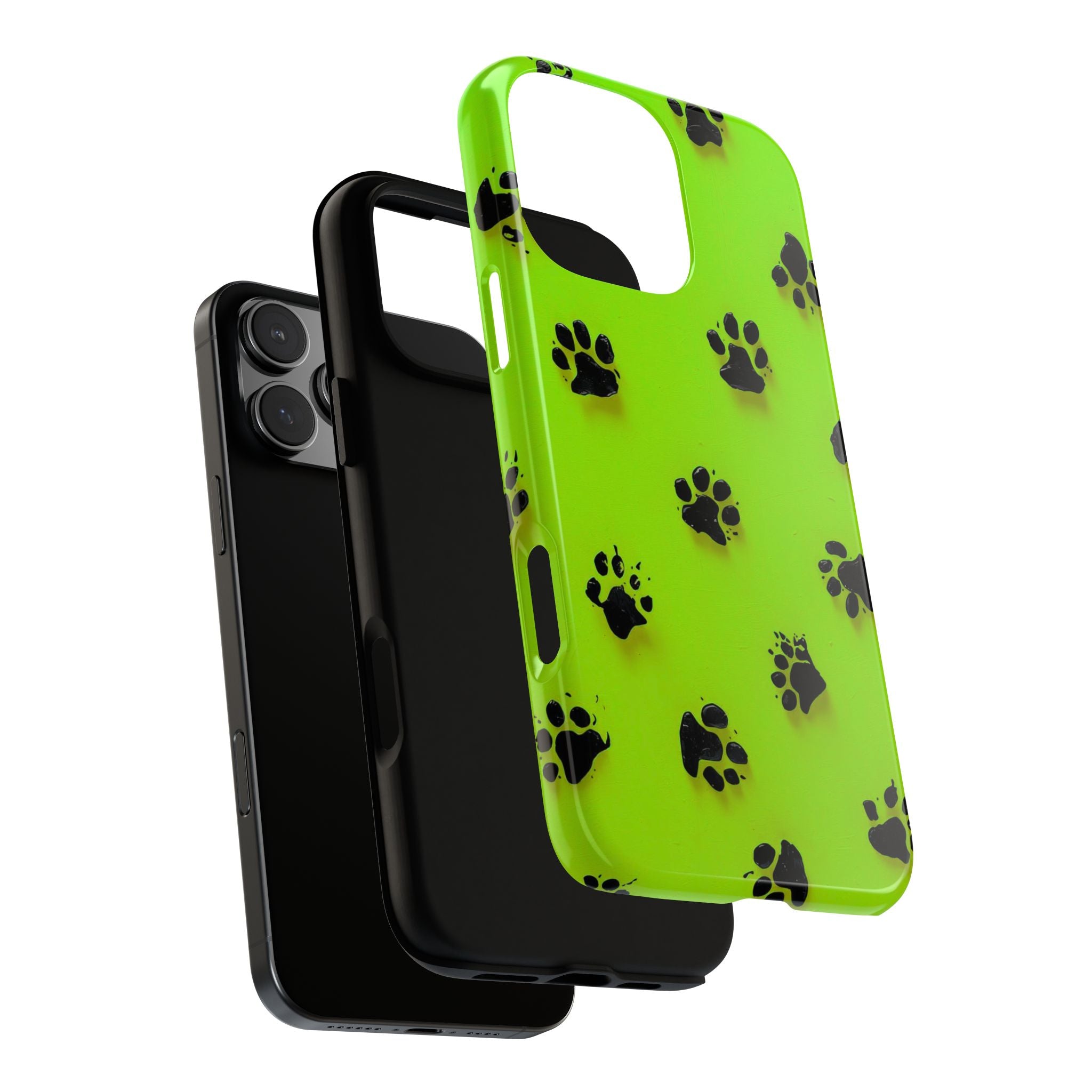 Neon Paw Print Tough Phone Case — Shockproof Pet Lover iPhone Cover