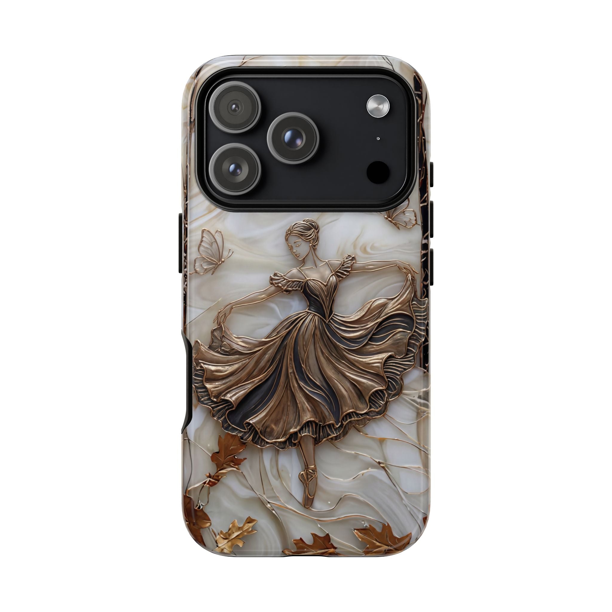 Elegant Bronze Ballerina Dance Design iPhone Case