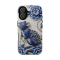 Cover MagSafe per iPhone con Ratto Zodiaco Cinese | Cover Protettiva Sottile per iPhone con Arte in Porcellana Blu e Bianca | Regalo Anno del Ratto