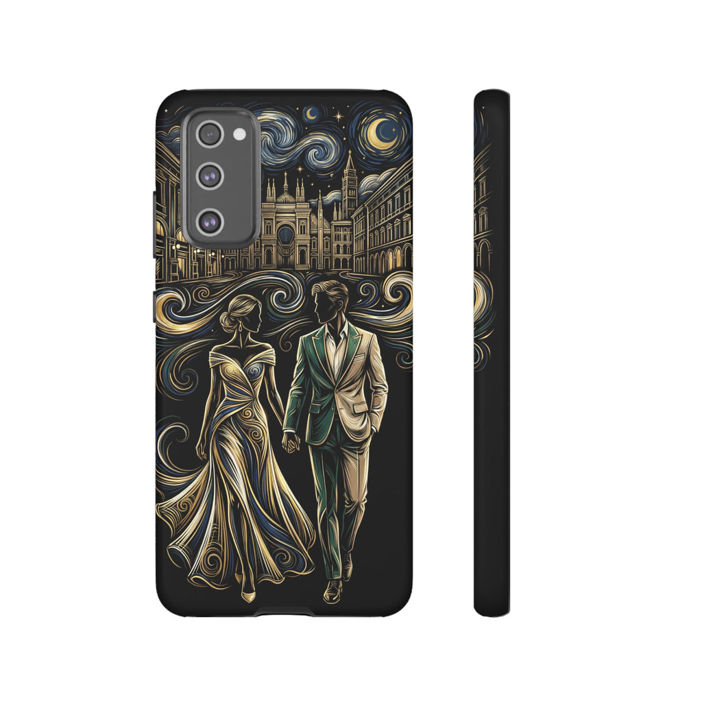 Romantic Night Walk Samsung Galaxy Phone Case | Elegant Couple Art