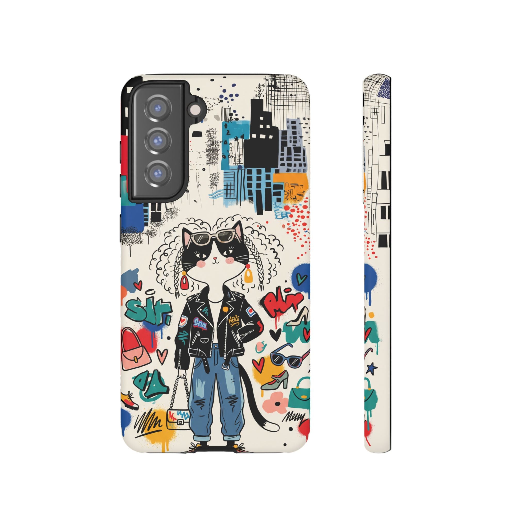 Punk City Cat Graffiti Design Samsung Galaxy Phone Case
