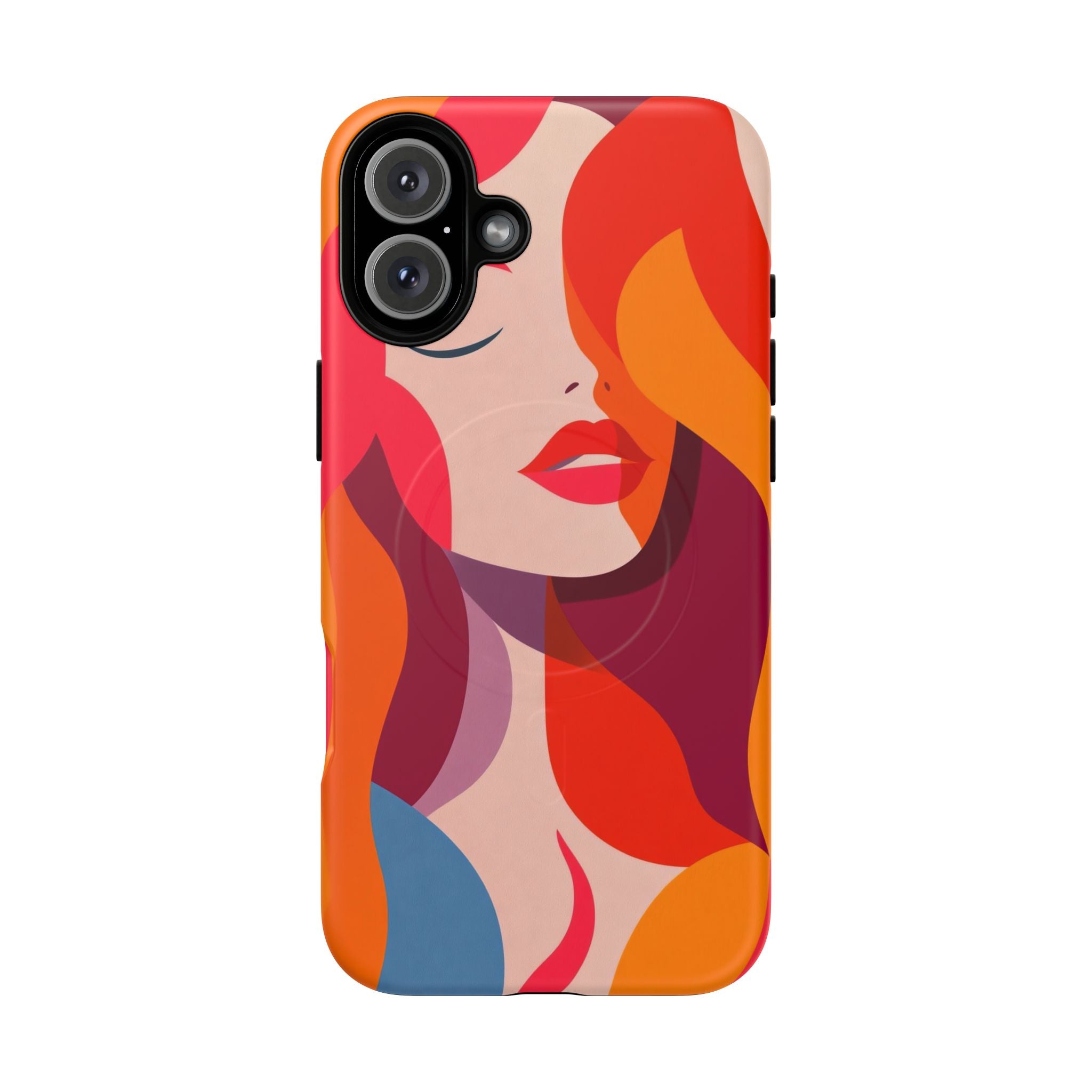 Custodia MagSafe per iPhone con donna pop art retrò | Ritratto astratto colorato e audace