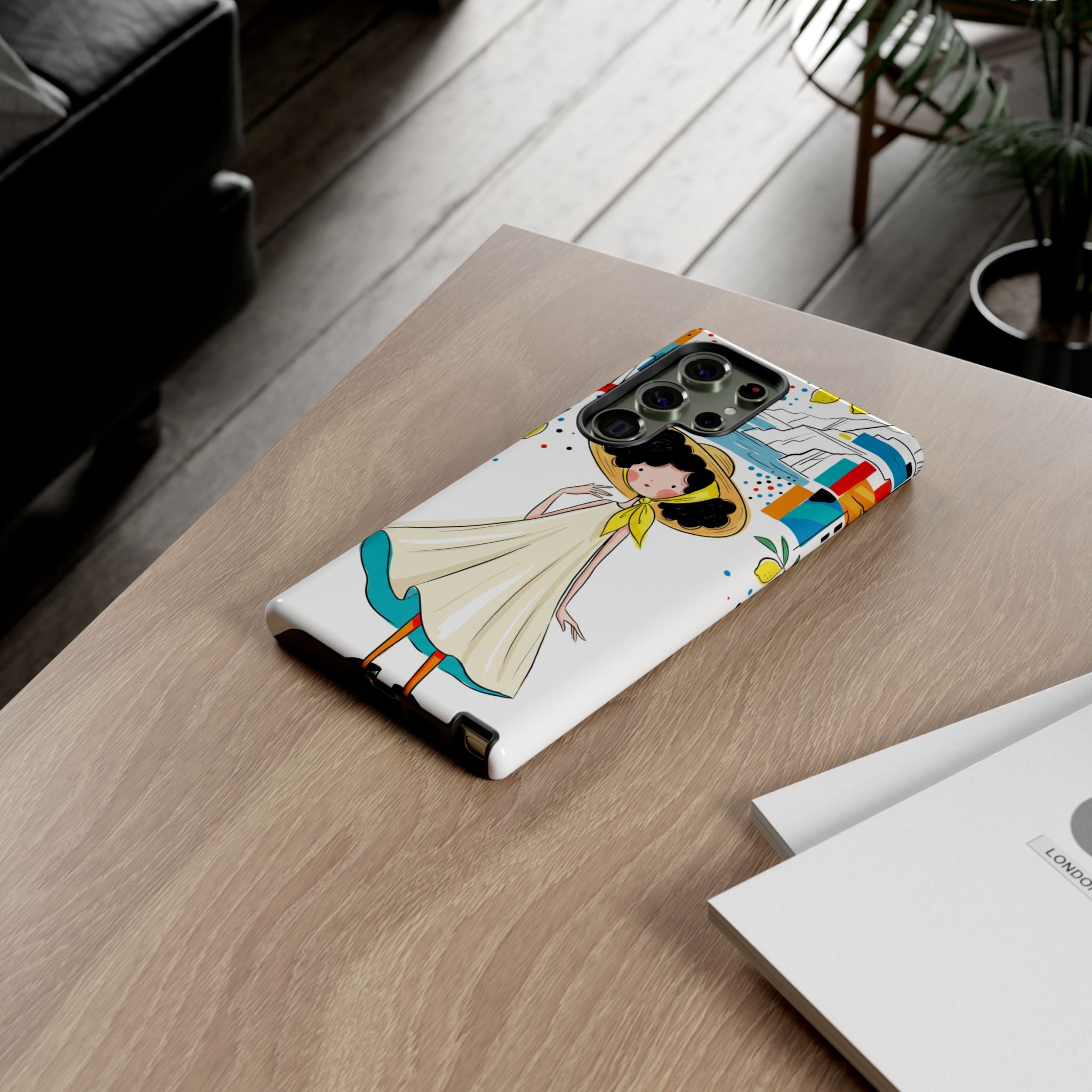 Cute Summer Girl Samsung Galaxy Phone Case | Whimsical Coastal Illustration Protective Case