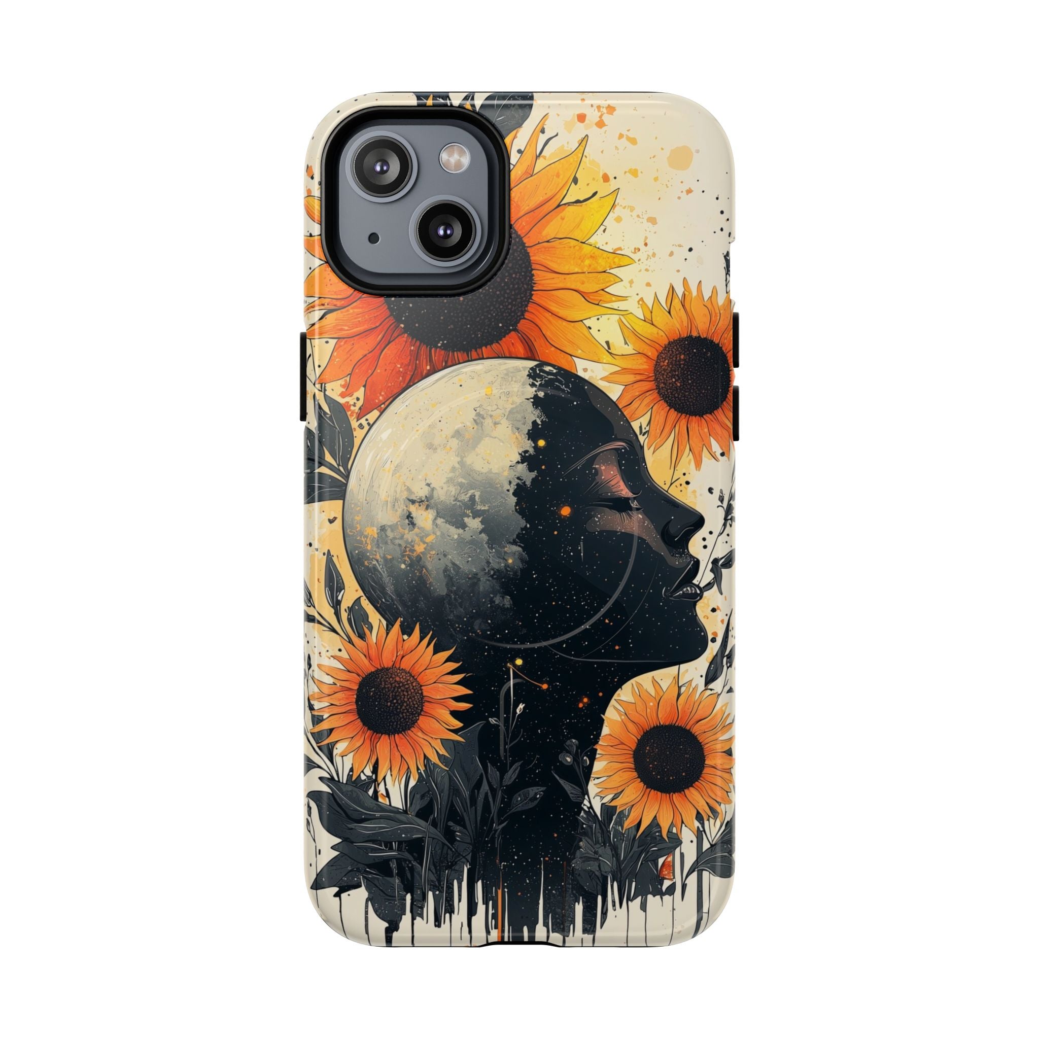 Custodia MagSafe per iPhone Sunflower Moon Art | Floreale Celeste