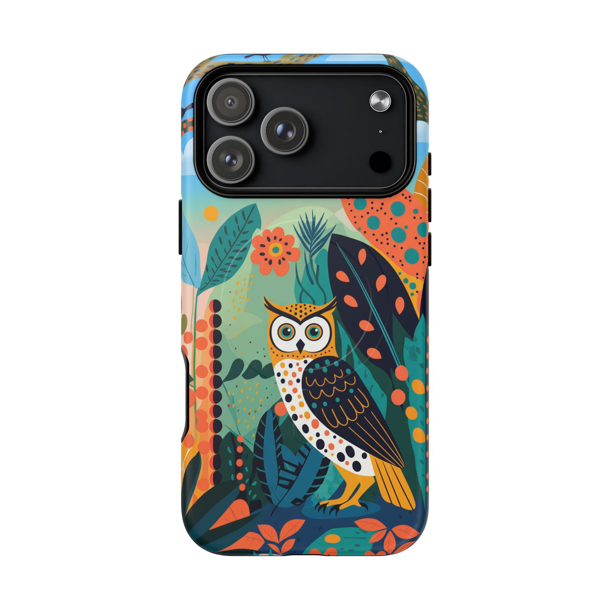 Botanical Forest Colourful Owl MagSafe iPhone Case