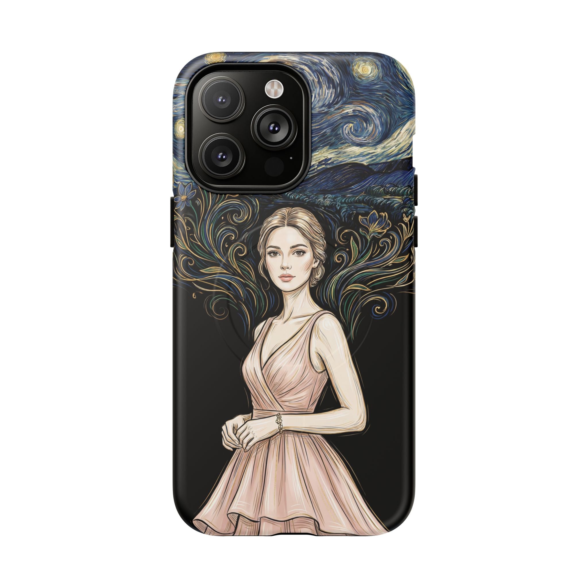 Art Nouveau Starry Night MagSafe iPhone Case | Elegant Woman Illustration Tough Case