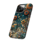 Whimsical Night Village iPhone Case | Floral Moonlit Art Tough Case
