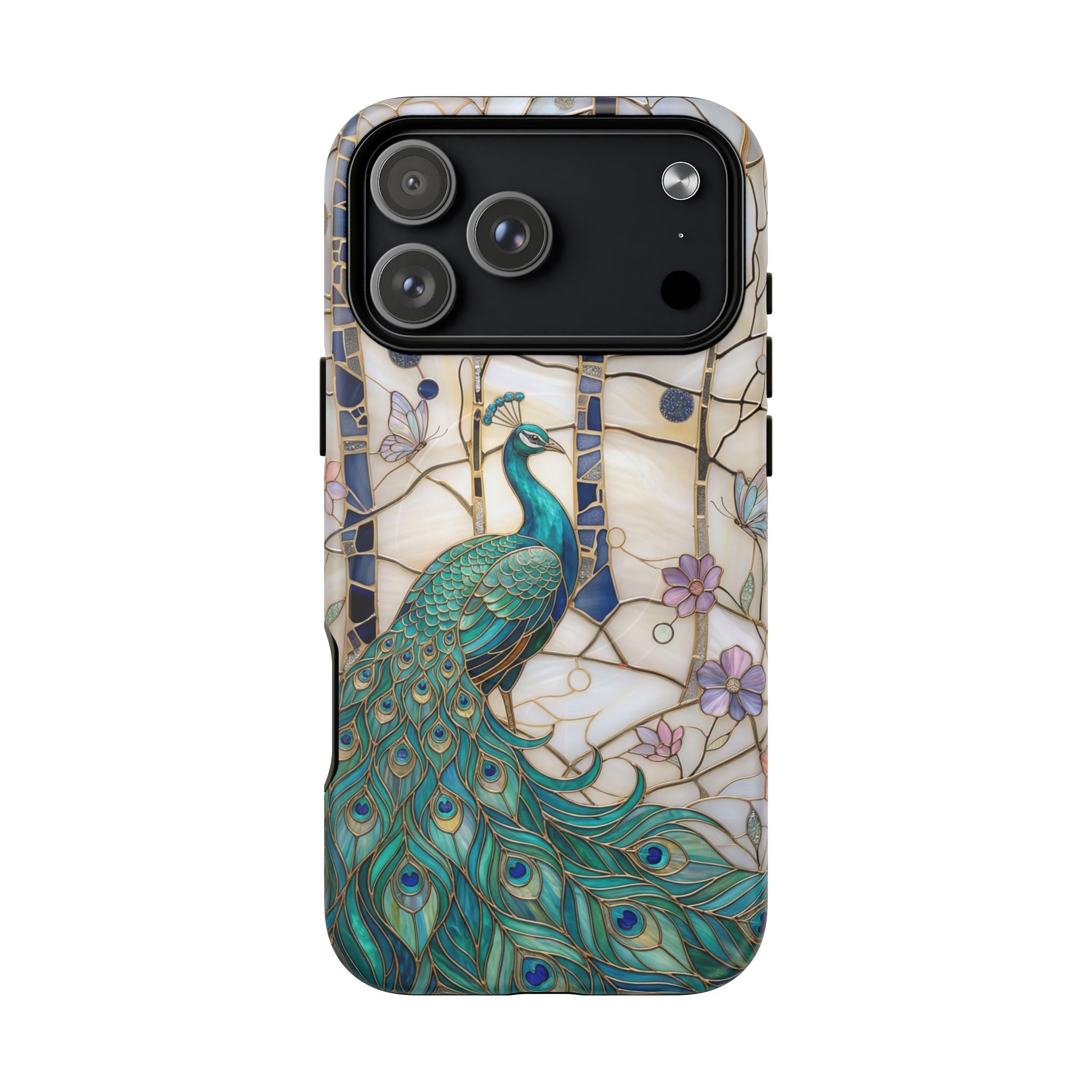 Peacock Stained Glass Tough MagSafe Phone Case