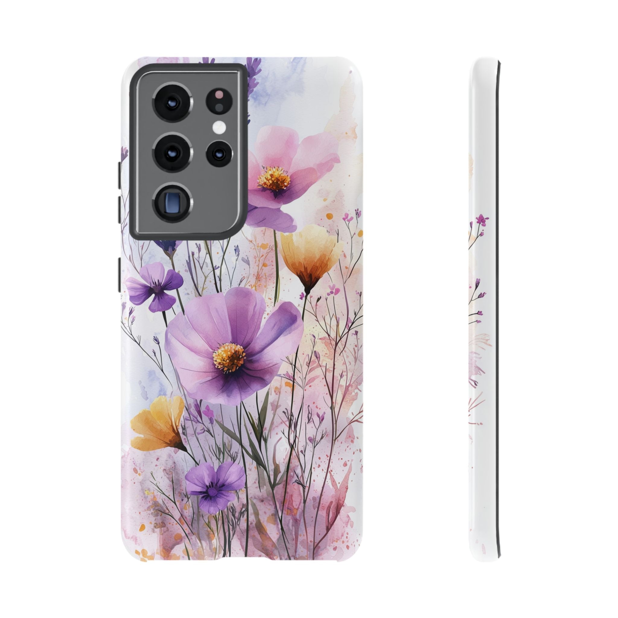 Floral Watercolour Tough Samsung Galaxy Case | Purple & Yellow Wildflowers
