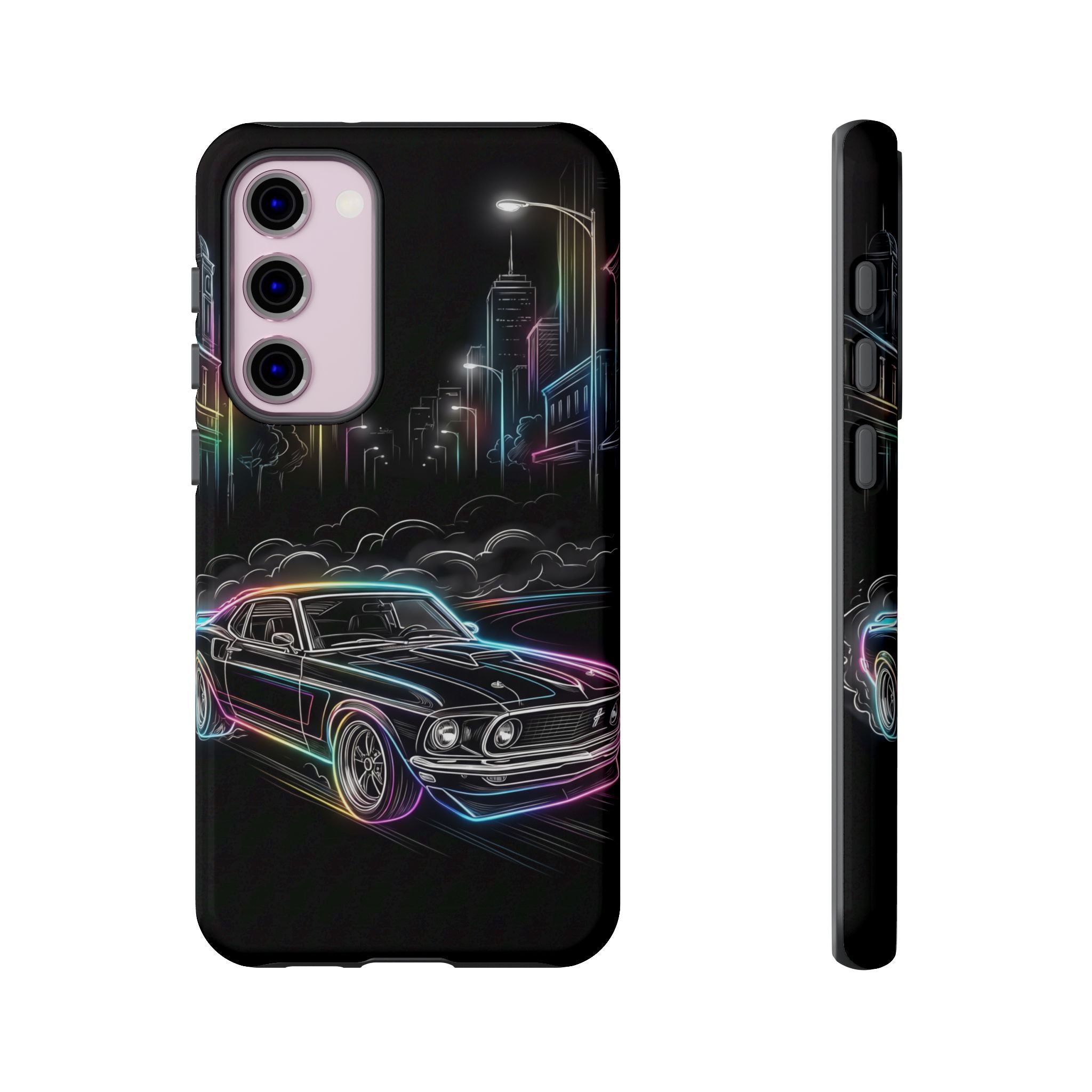 Neon Muscle Car Samsung Galaxy Phone Case | Retro City Nightscape