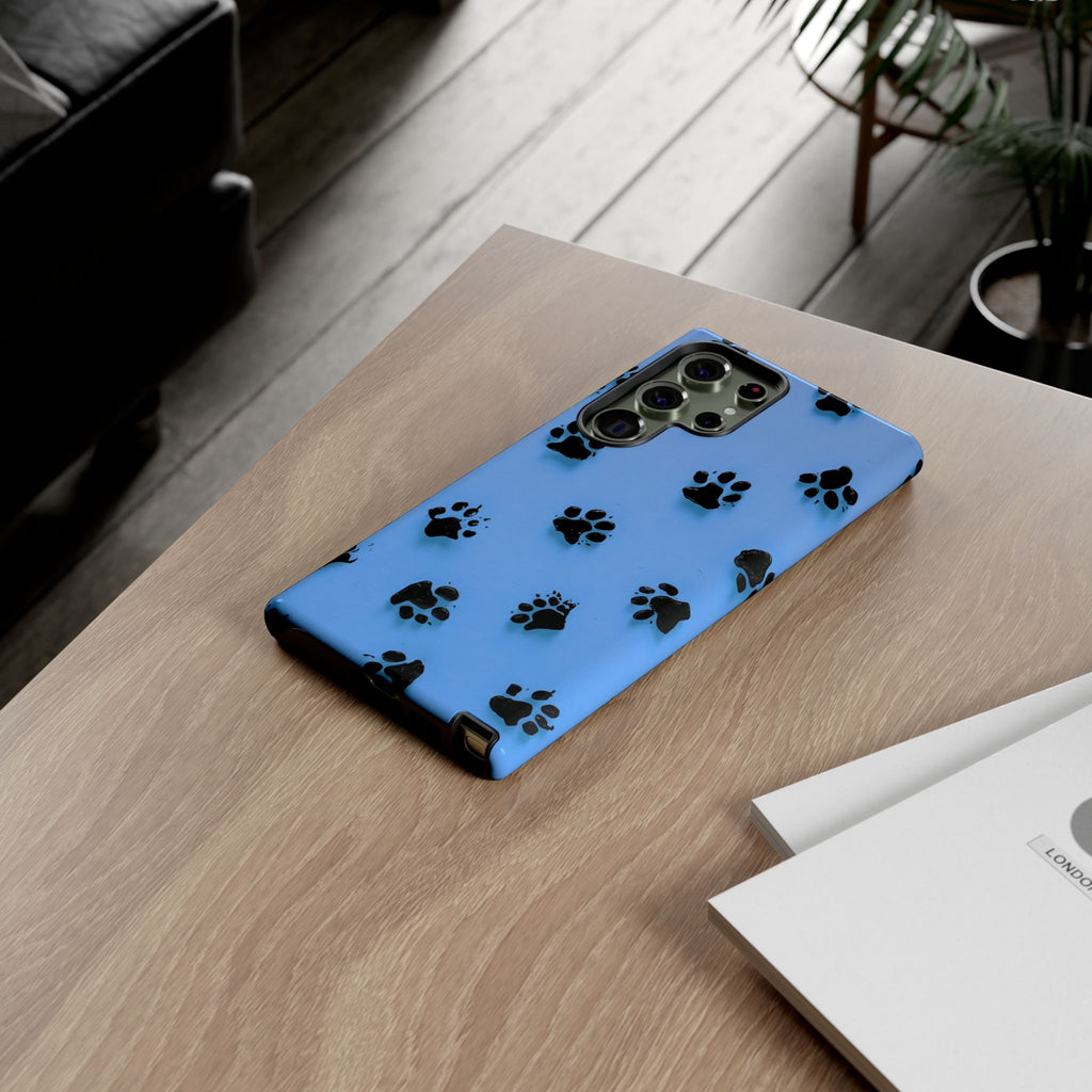 Blue Paw Print Tough Samsung Galaxy Case — Protective Dog & Cat Lover Cover