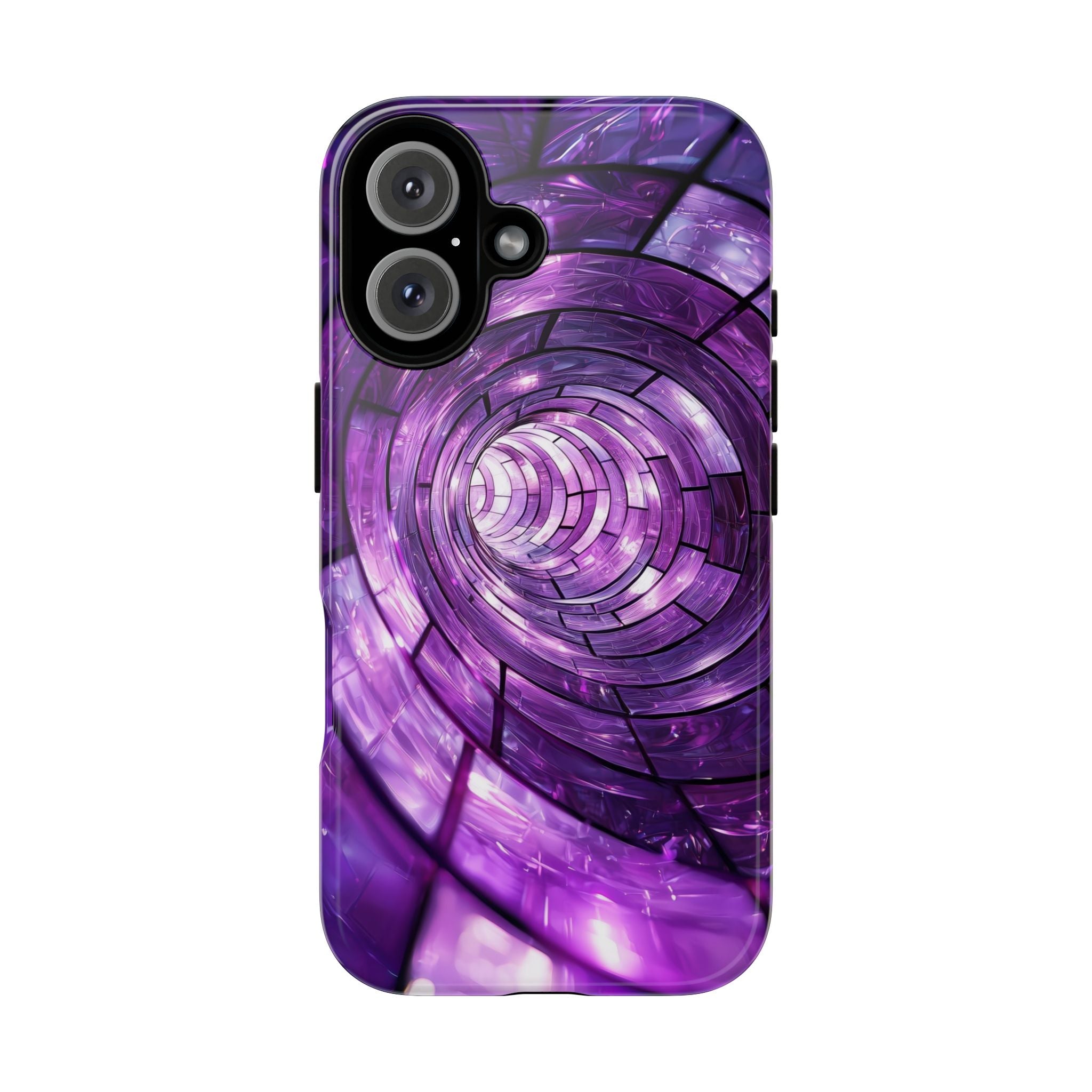 Purple Vortex Tough iPhone Case — Abstract Spiral Protective Cover