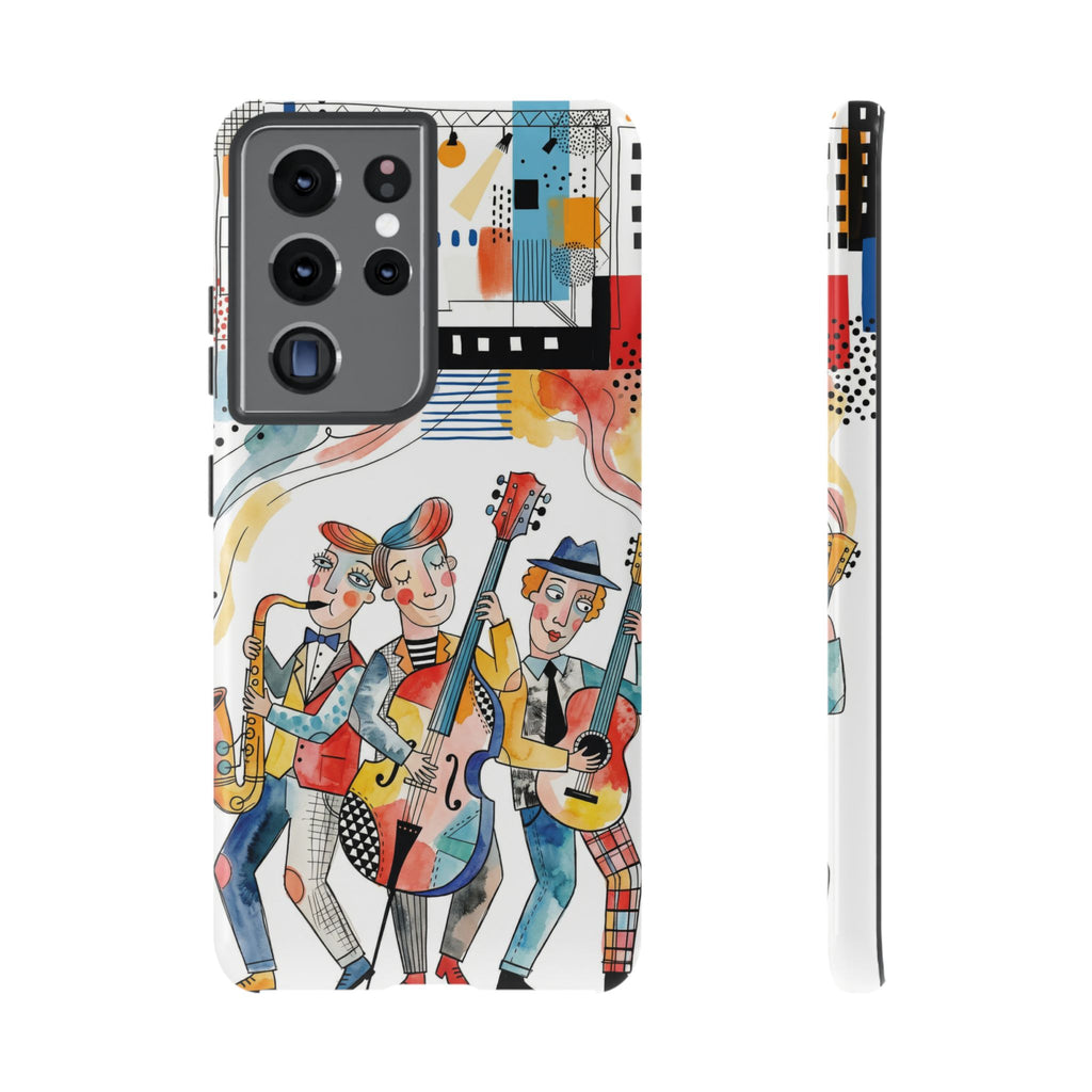 Custodia per Samsung Galaxy Illustrata Trio Musicale | Cover Colorata con Band Jazz