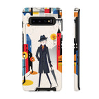 Retro Gentleman in Cityscape Illustration Samsung Galaxy Phone Case