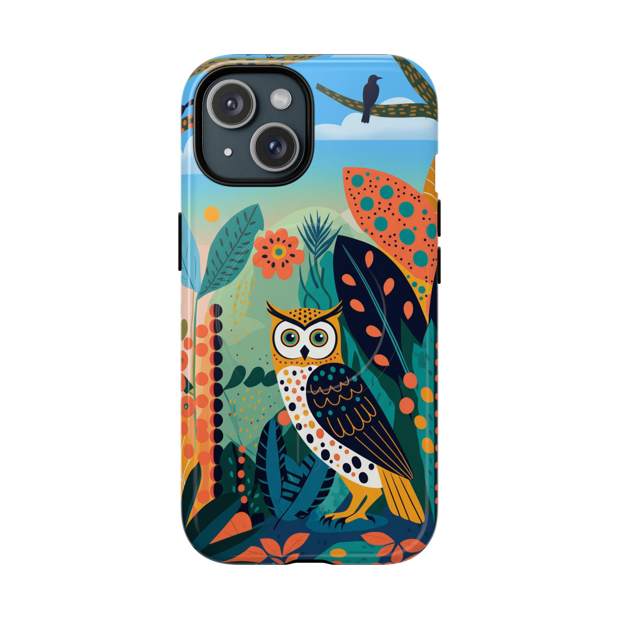 Botanical Forest Colourful Owl MagSafe iPhone Case