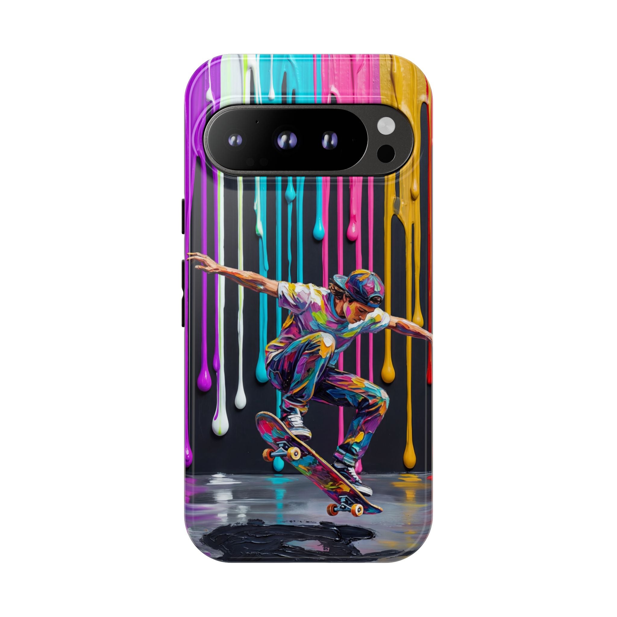 Colourful Drip Art Skateboarder Splash Google Pixel Phone Case