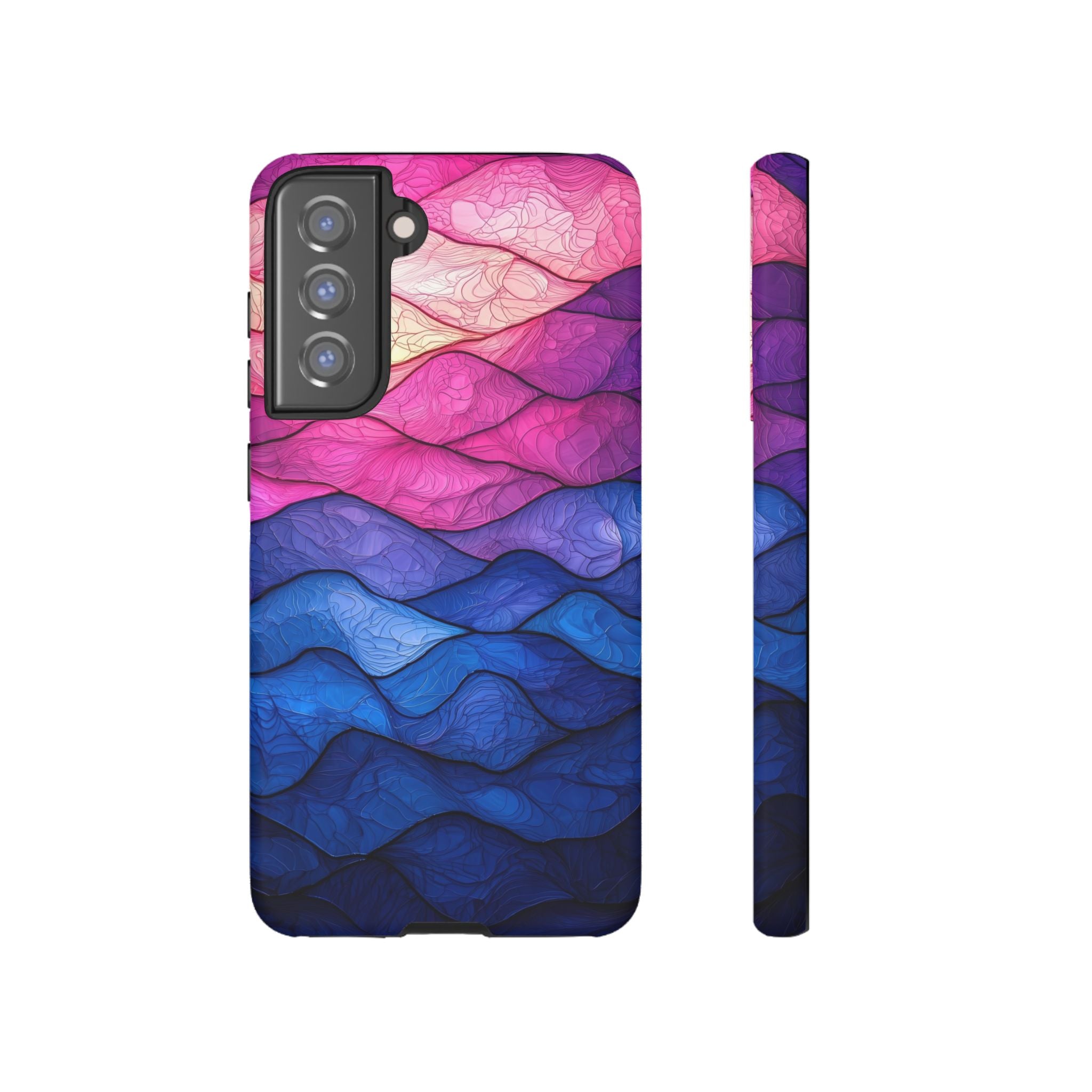 Abstract Ocean Waves Samsung Galaxy Case — Pink & Blue Gradient Tough Case