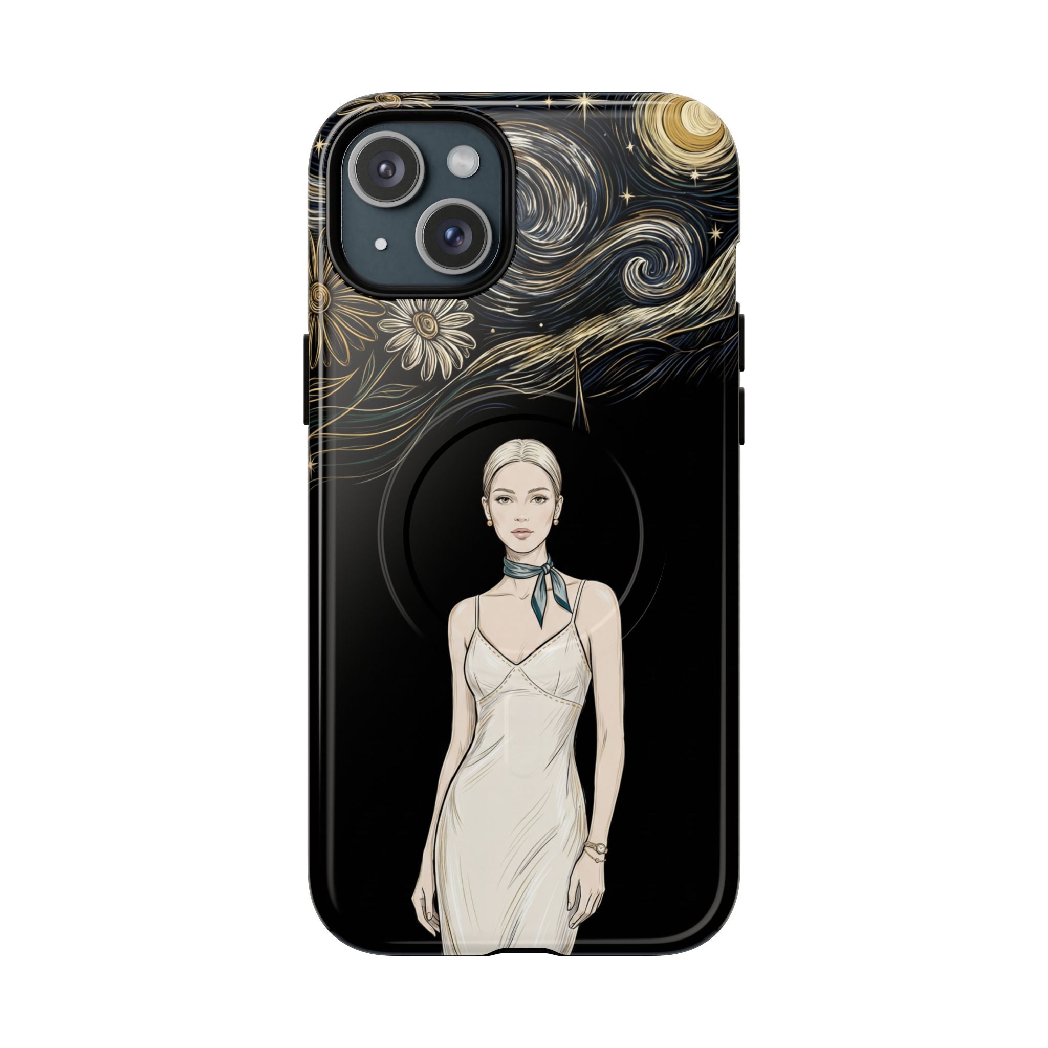 Starry Night Fashion MagSafe iPhone Case | Elegant Woman Illustration