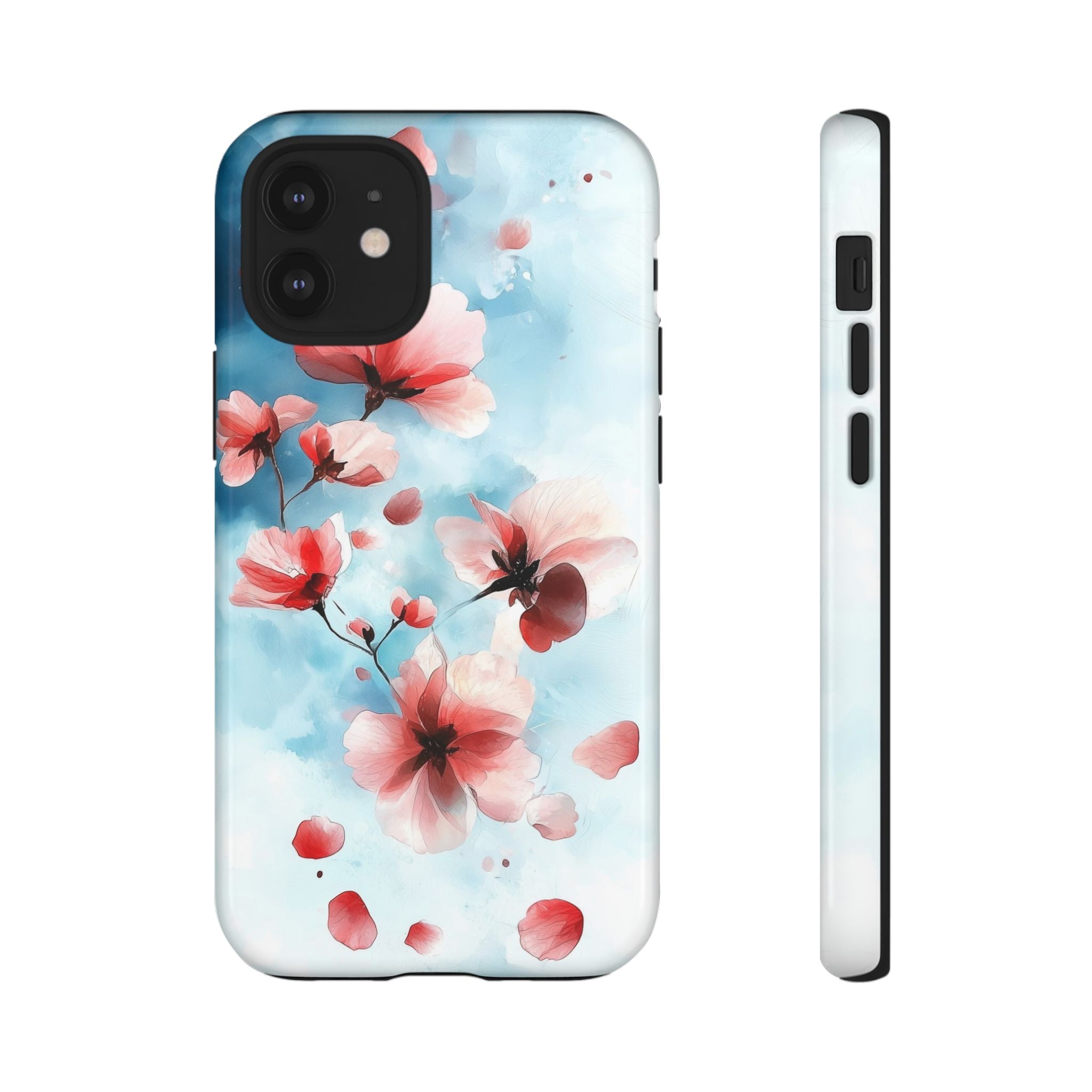 Floral Cherry Blossom iPhone Case | Pastel Pink Blue