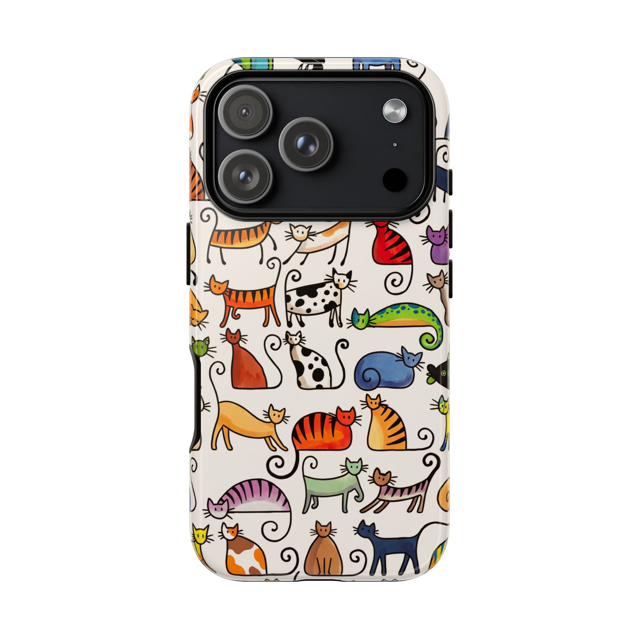 Cat Pattern Tough iPhone Case | Colourful Cartoon Cats