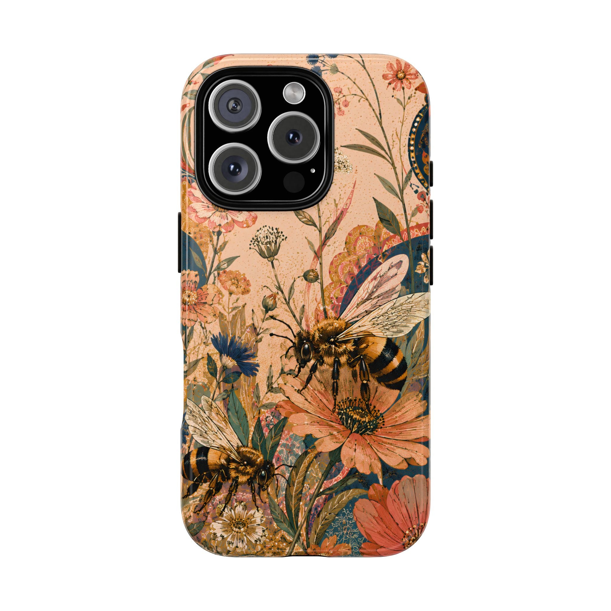 Honeybee Tough iPhone Case | Vintage Botanical Flower Cover