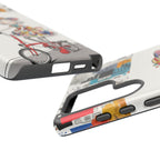 Whimsical Girl on Brompton Bicycle Urban Illustration Samsung Galaxy Phone Case