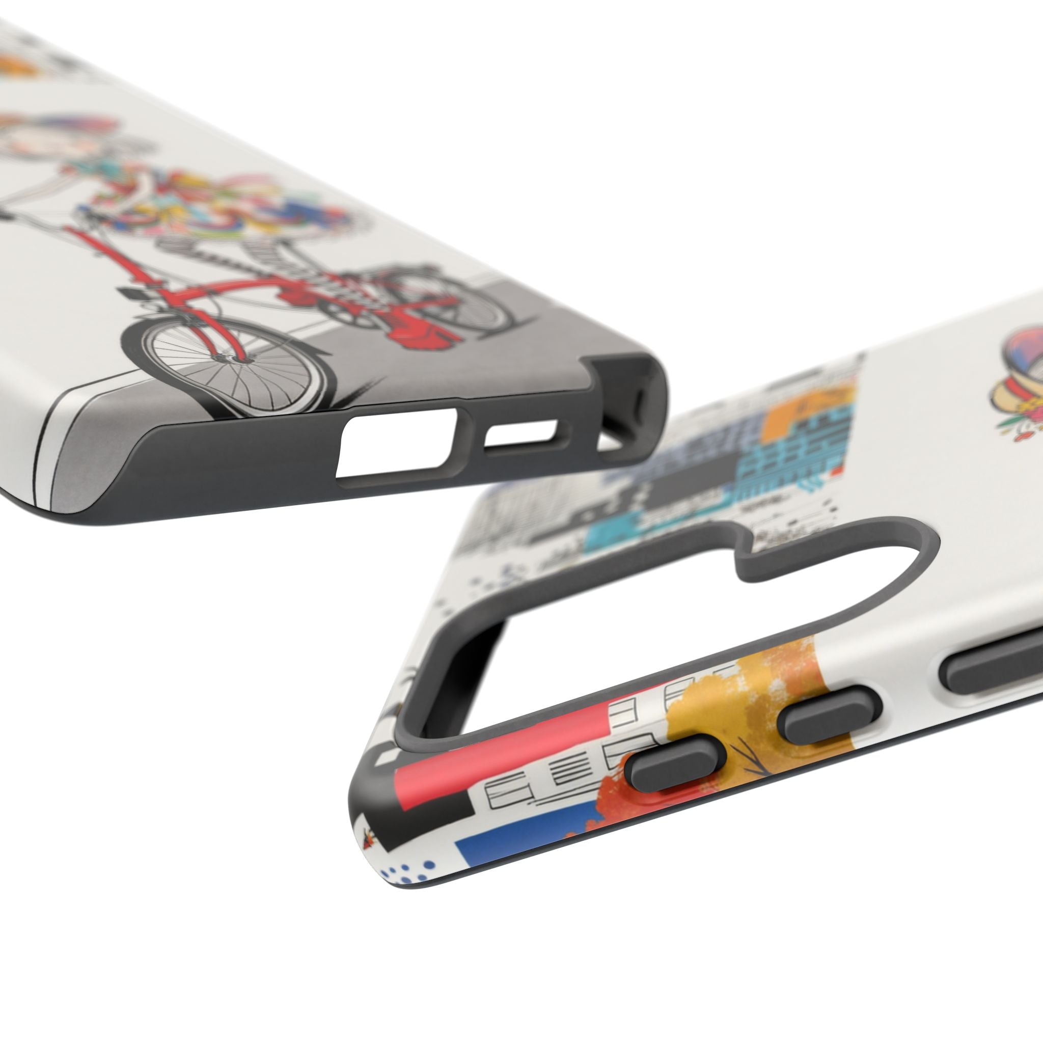 Whimsical Girl on Brompton Bicycle Urban Illustration Samsung Galaxy Phone Case