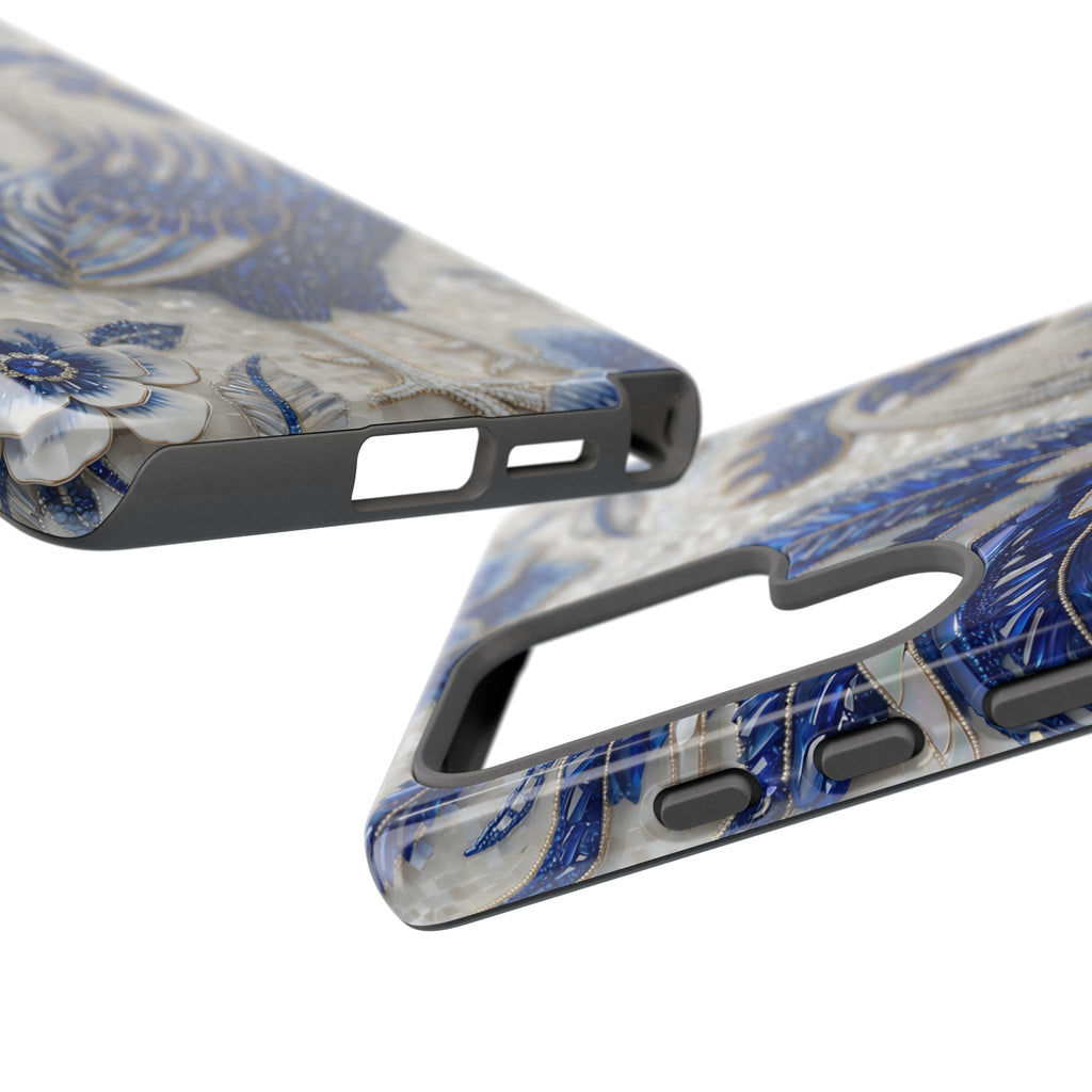 Asian Zodiac Rooster Samsung Galaxy Phone Case | Blue & White Porcelain Slim Shockproof Case | Year of the Rooster Gift